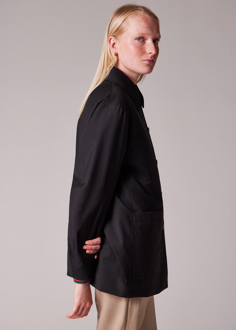 Women's Black 'Storm System' Wool Work Jacket With Detachable Gilet 8