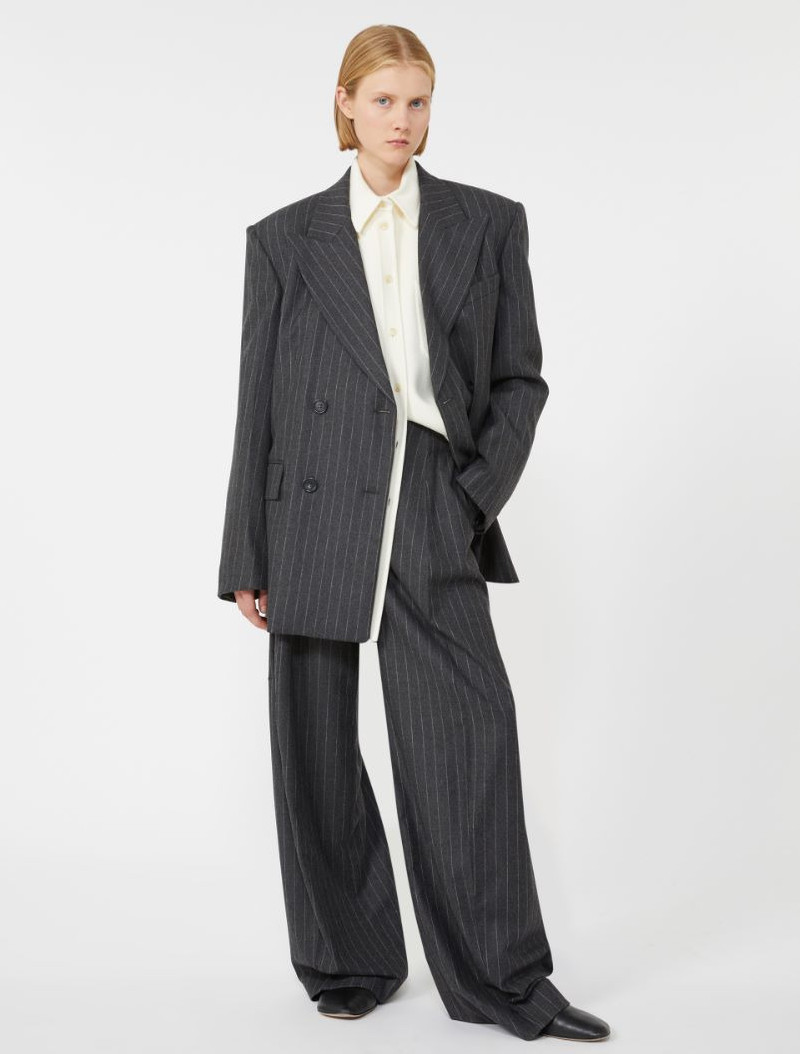 Sportmax Wool and viscose oversize blazer - RUNWAY - DARK GREY outlook