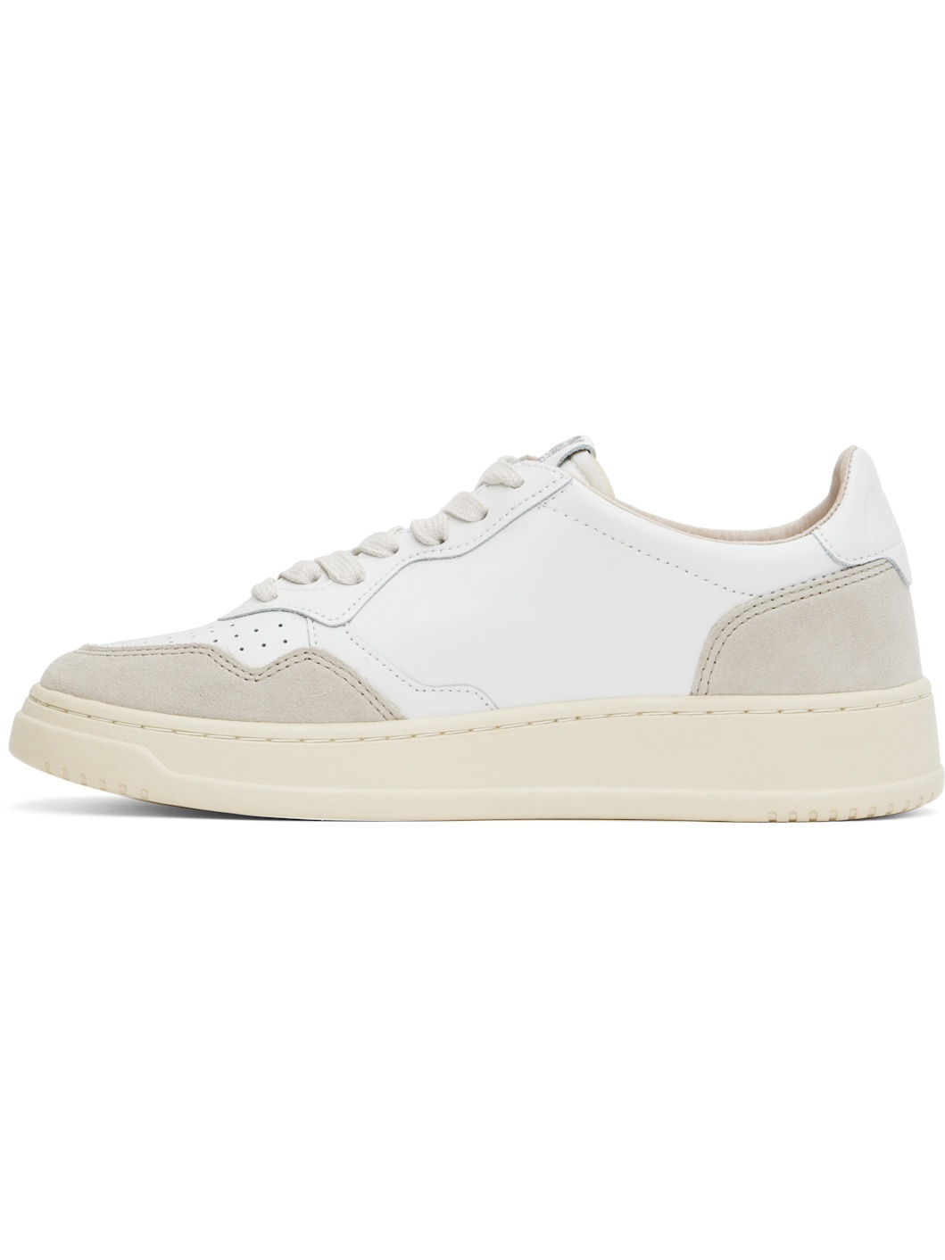 White & Taupe Medalist Low Sneakers - 3
