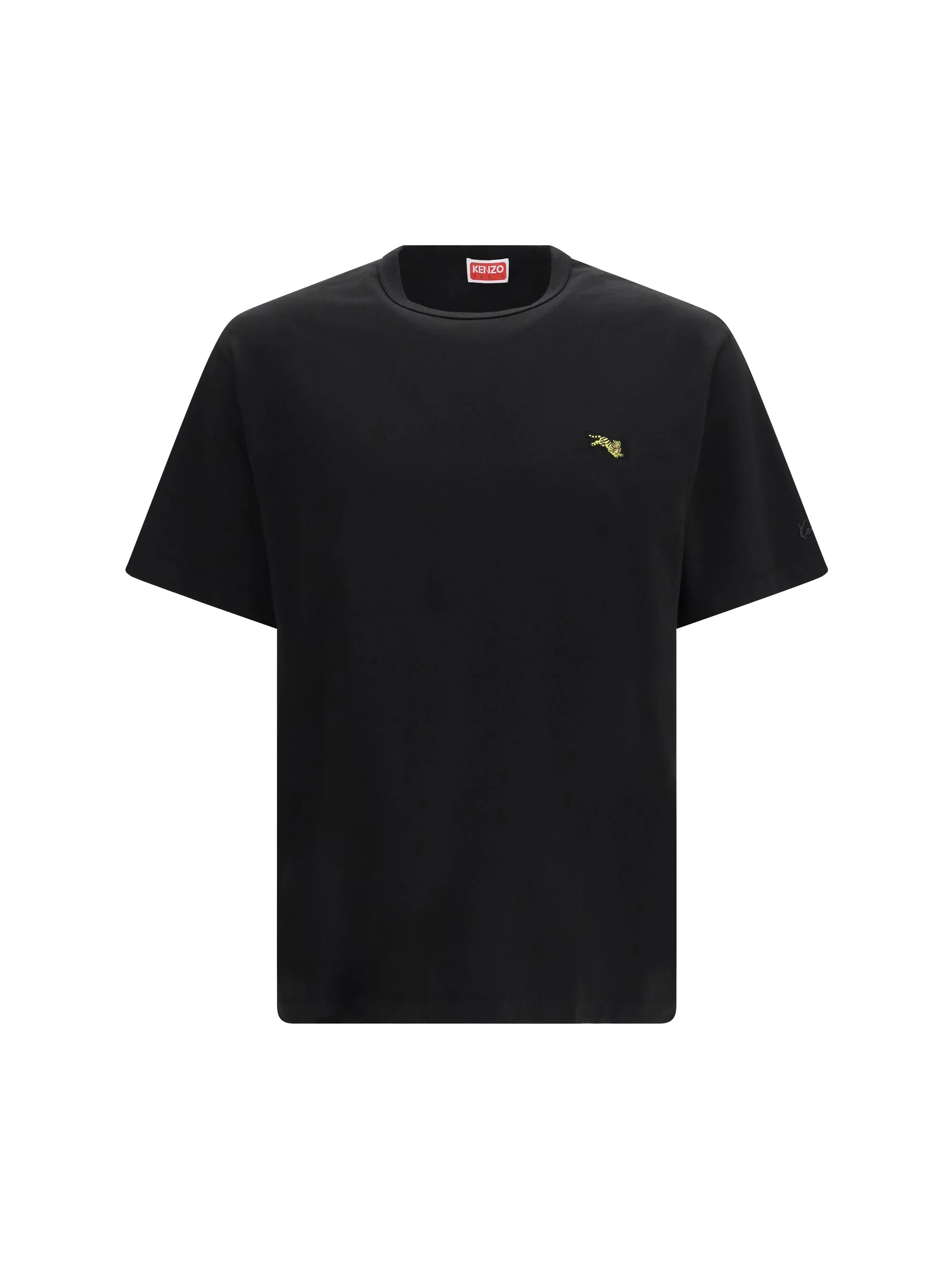 Kenzo Jumping Tiger Embroidered Cotton T-shirt Black - 1