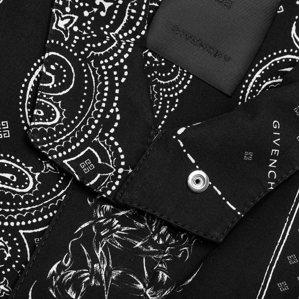GIVENCHY ZIP/SNAP S/S PRINTED SHIRT - BLACK/WHITE - 4