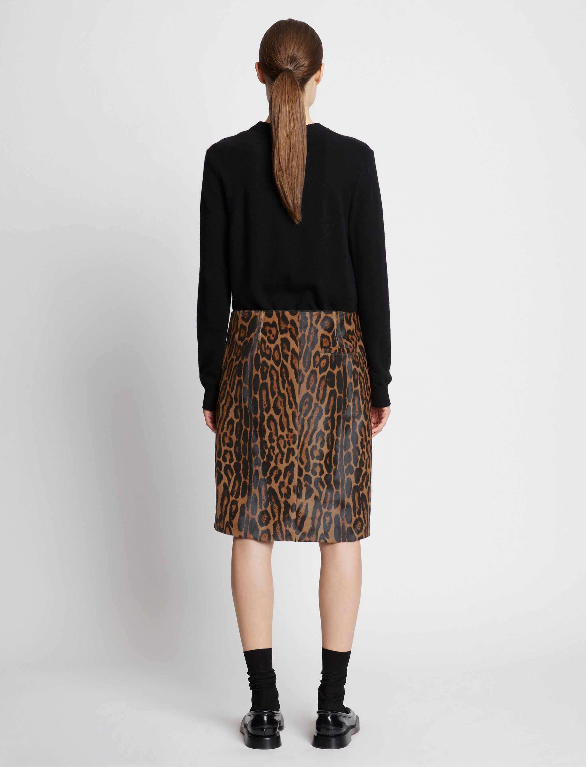 Leopard Printed Haircalf Skirt - 4