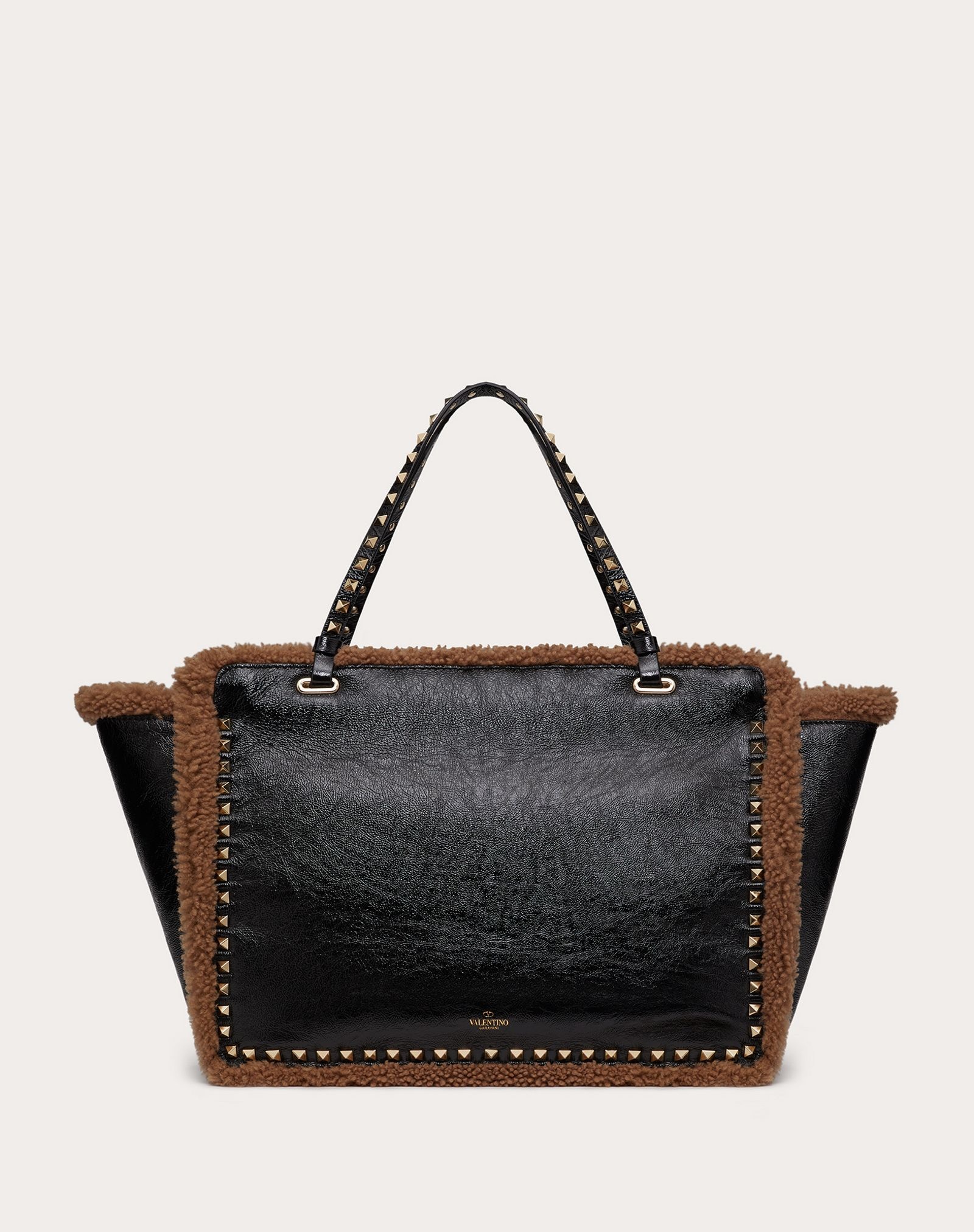 Medium Rockstud Naplak Calfskin and Shearling Bag - 3