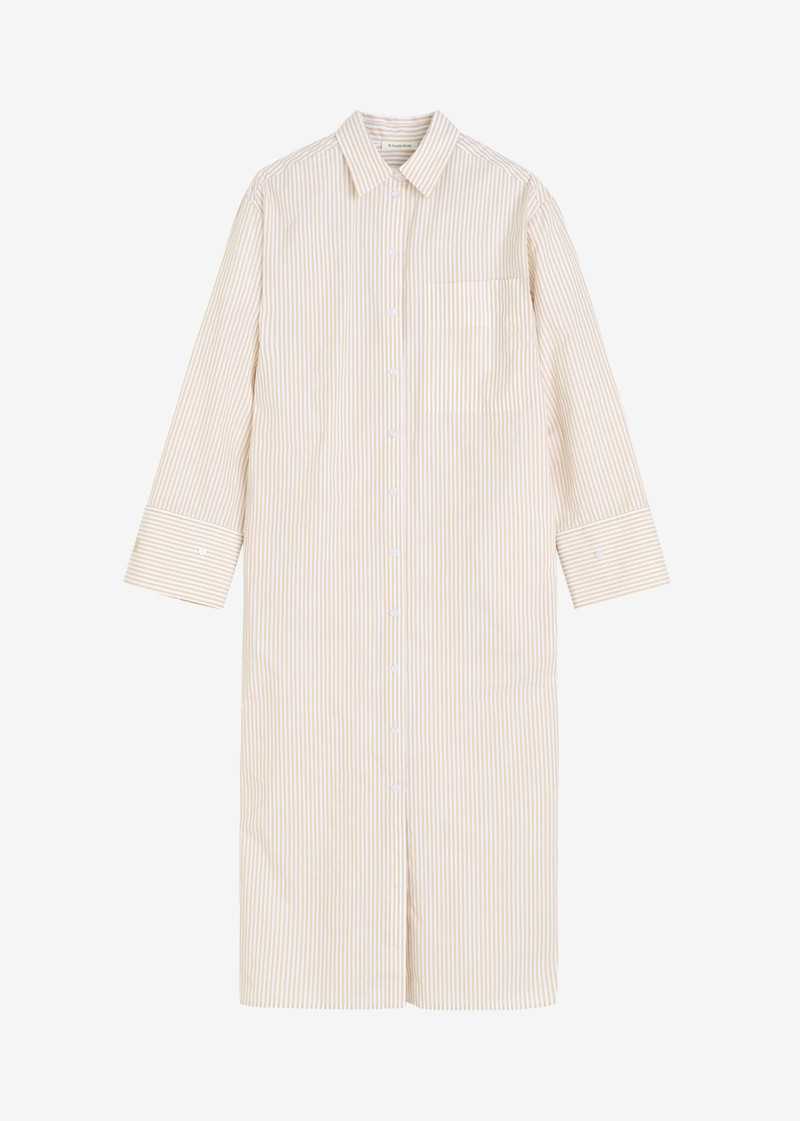 By Malene Birger Perroti Cotton Maxi Dress - Dark Sand Stripe 1