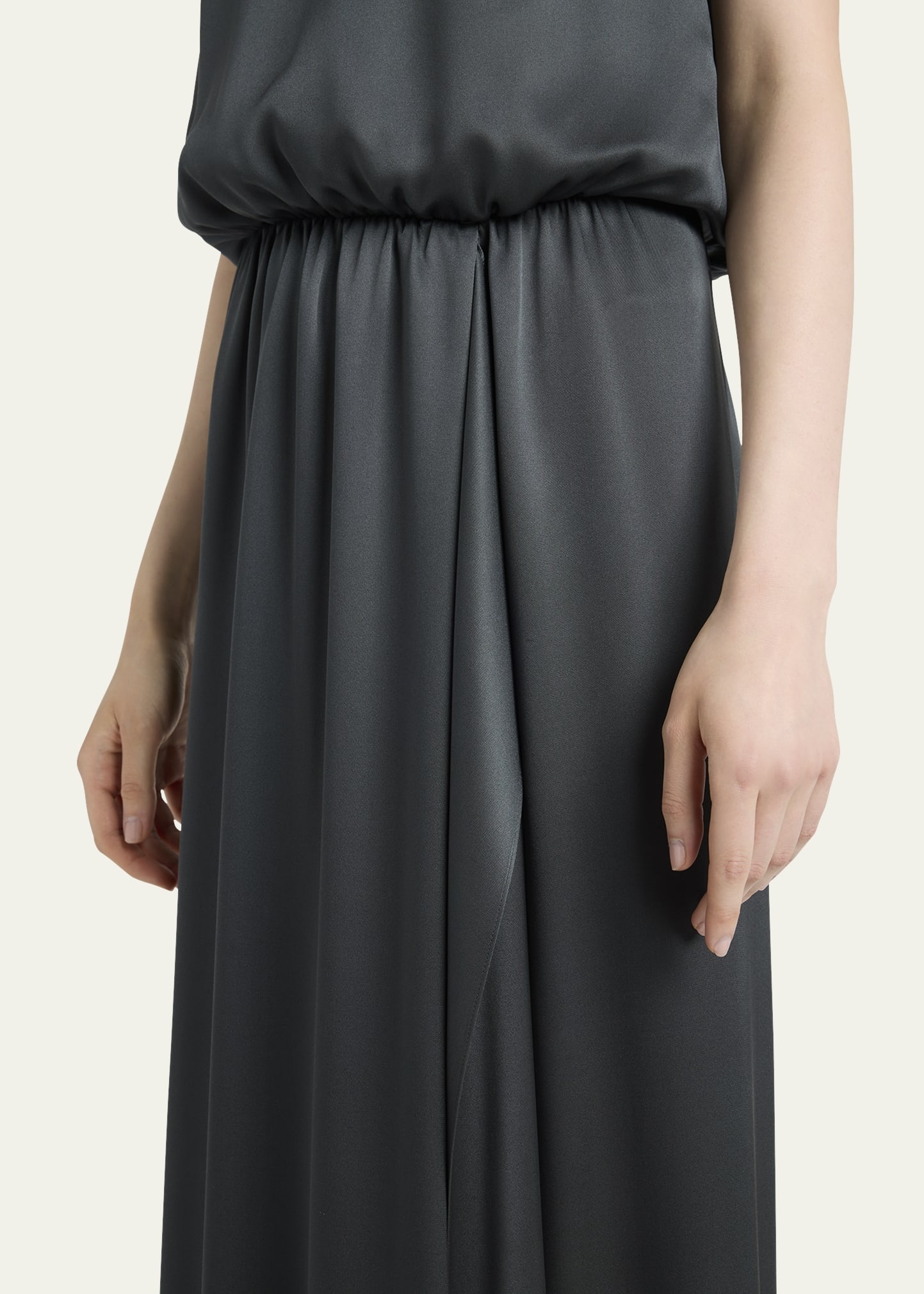 Long Double Silk Satin Gown - 5