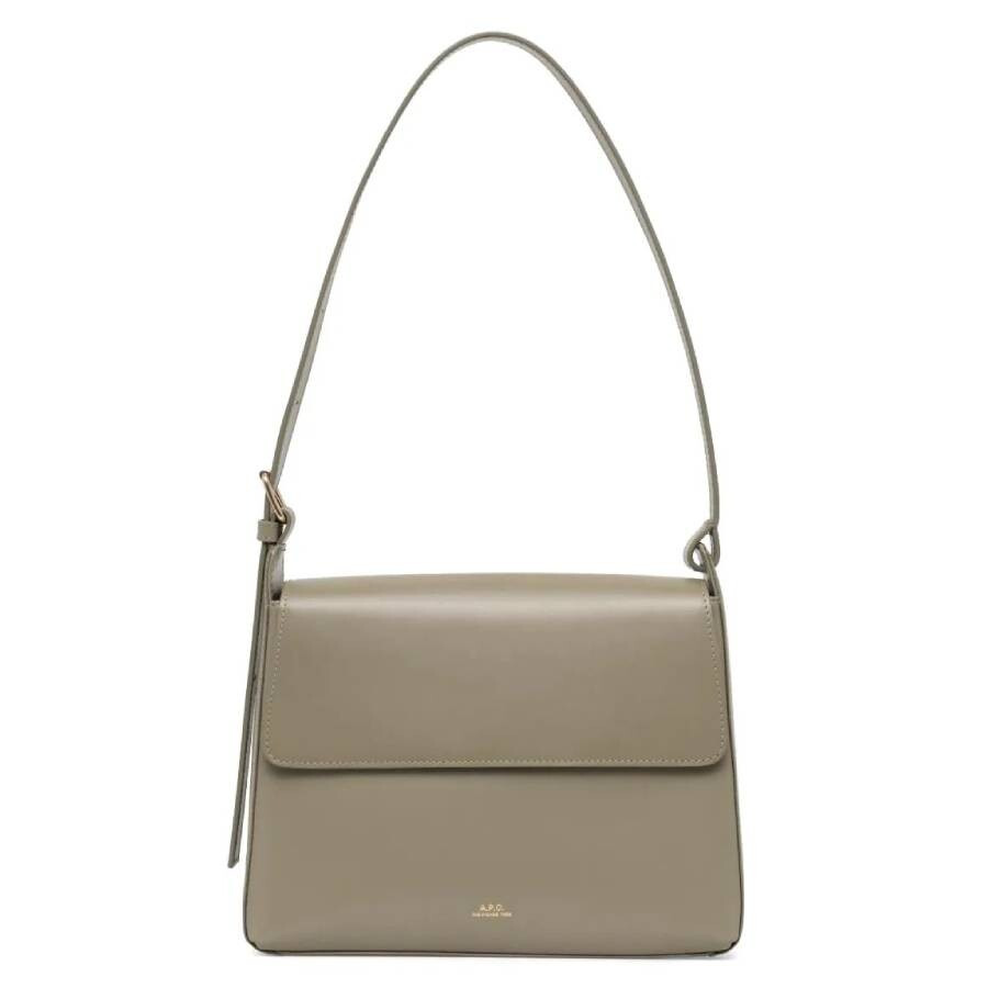 A.P.C. Vert Taupe Leather Virginie Flap Bag - 1