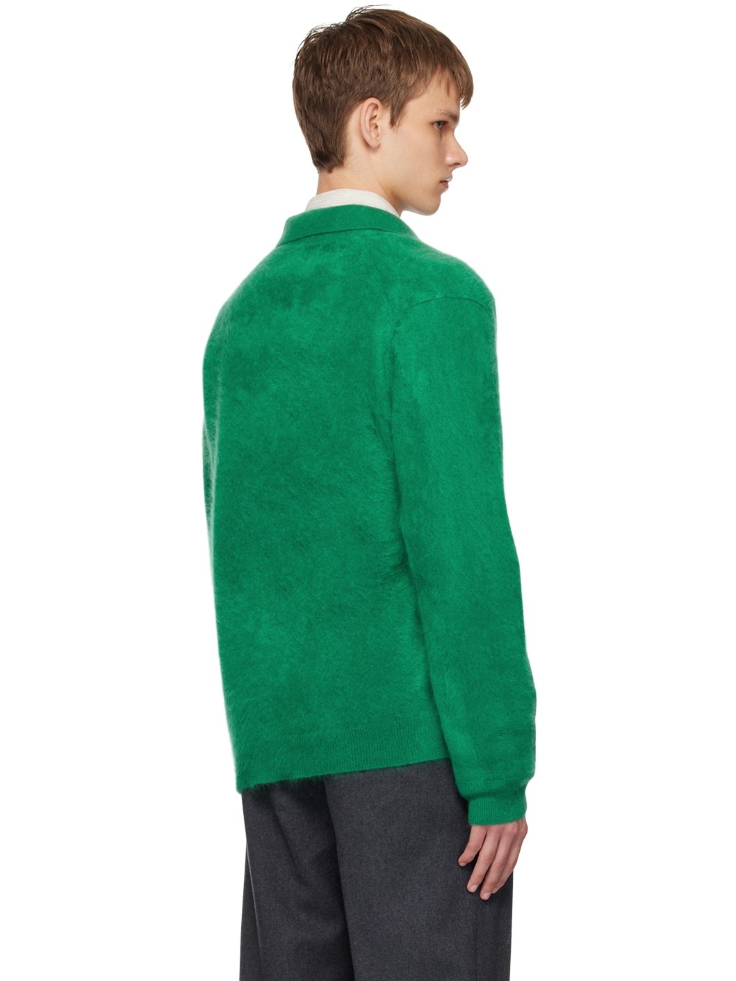 Green Spread Collar Cardigan - 3