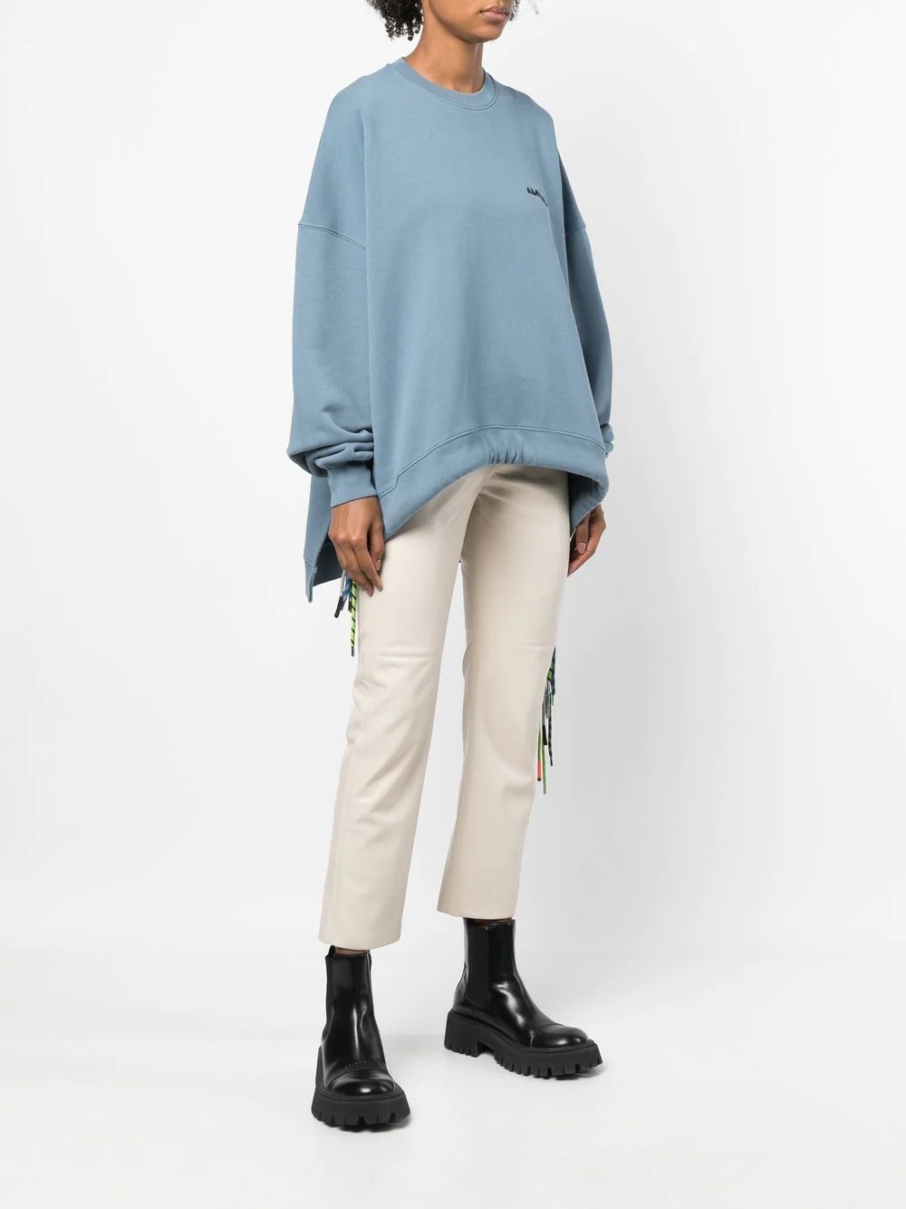 cord-detail crew-neck sweatshirt - 3