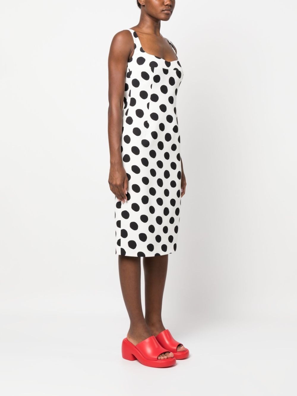 polka dot-print sleeveless midi dress - 3