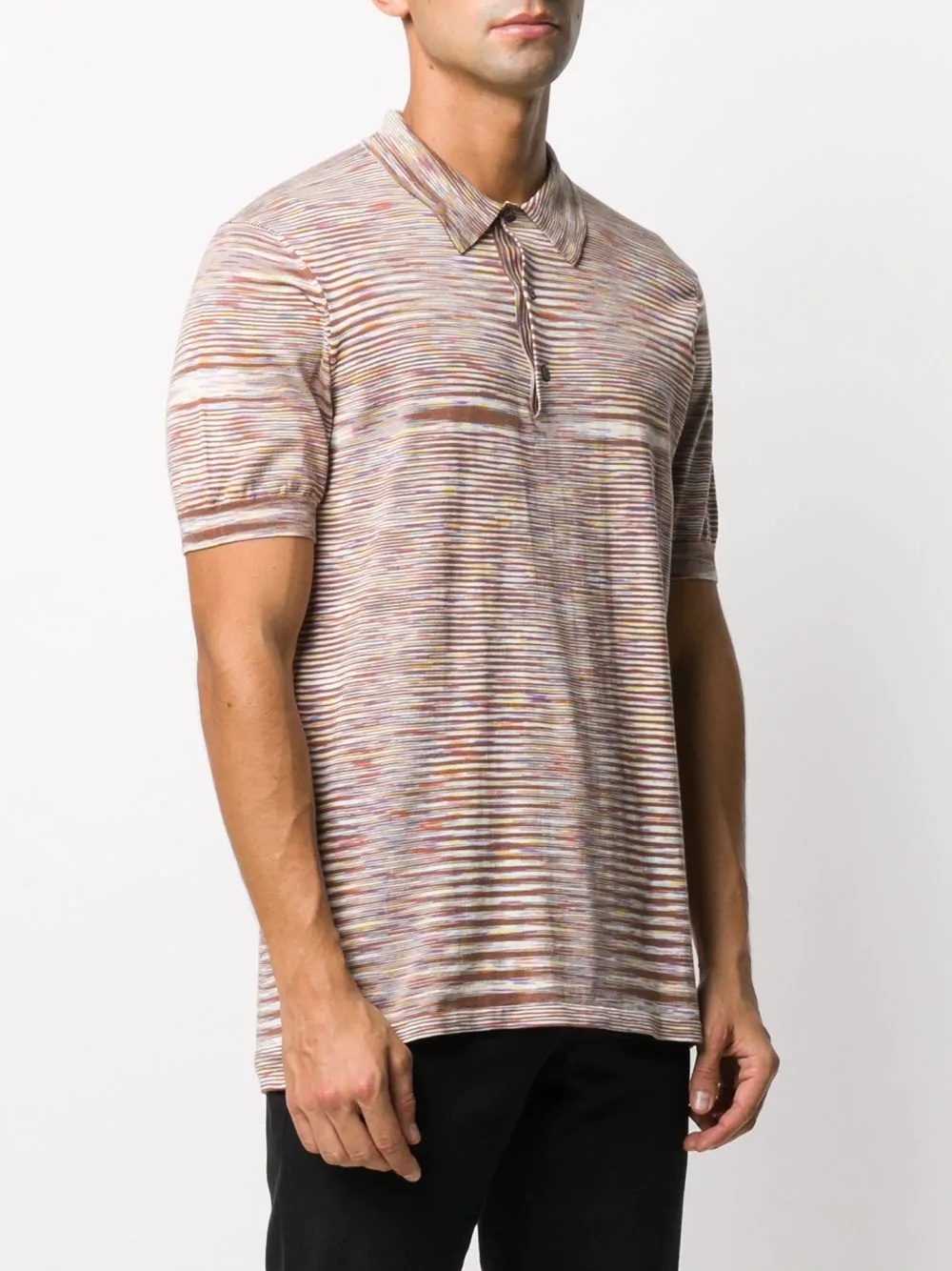 striped pattern cotton polo - 3