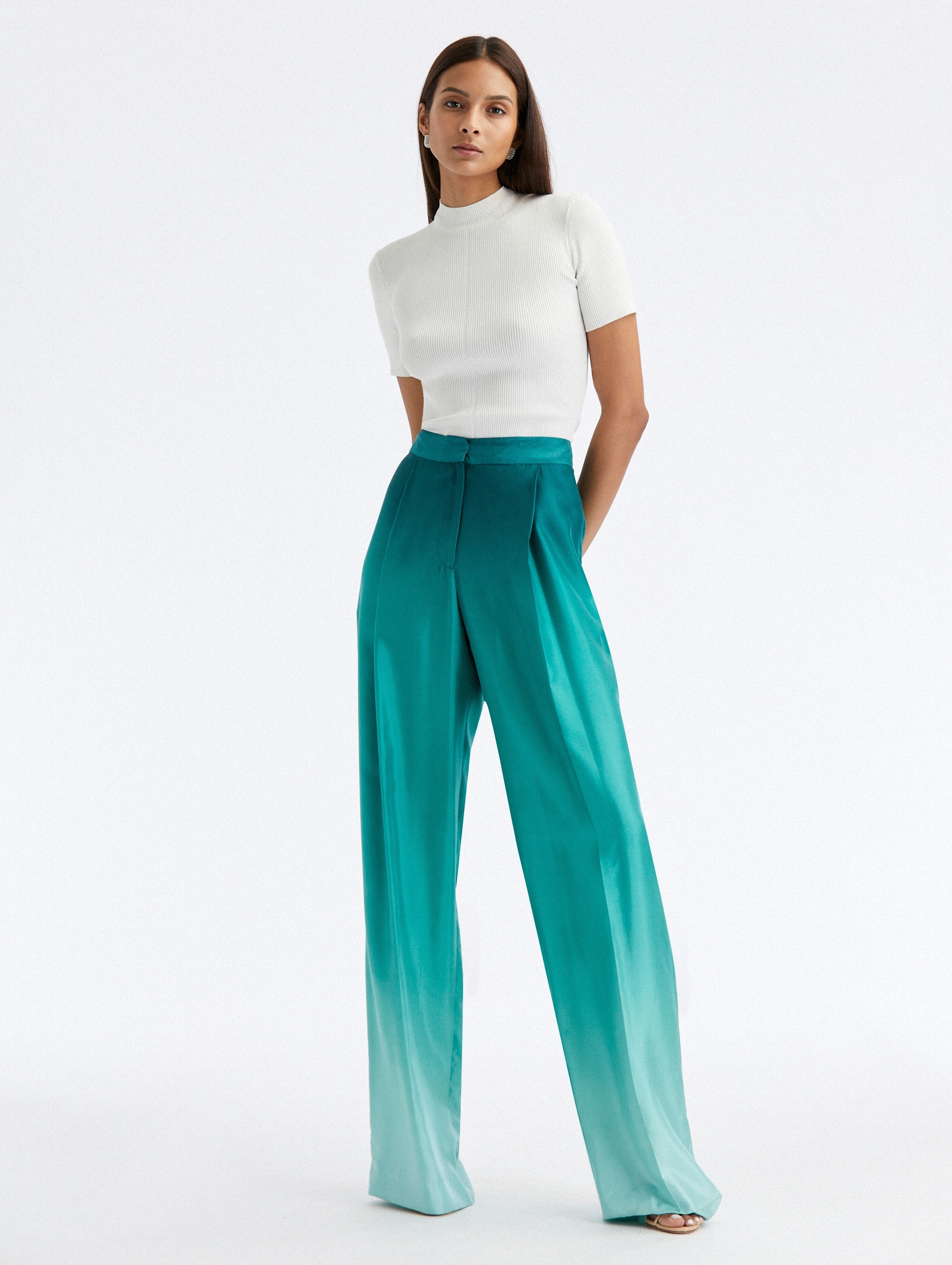 OMBRE SILK TWILL PANTS - 1