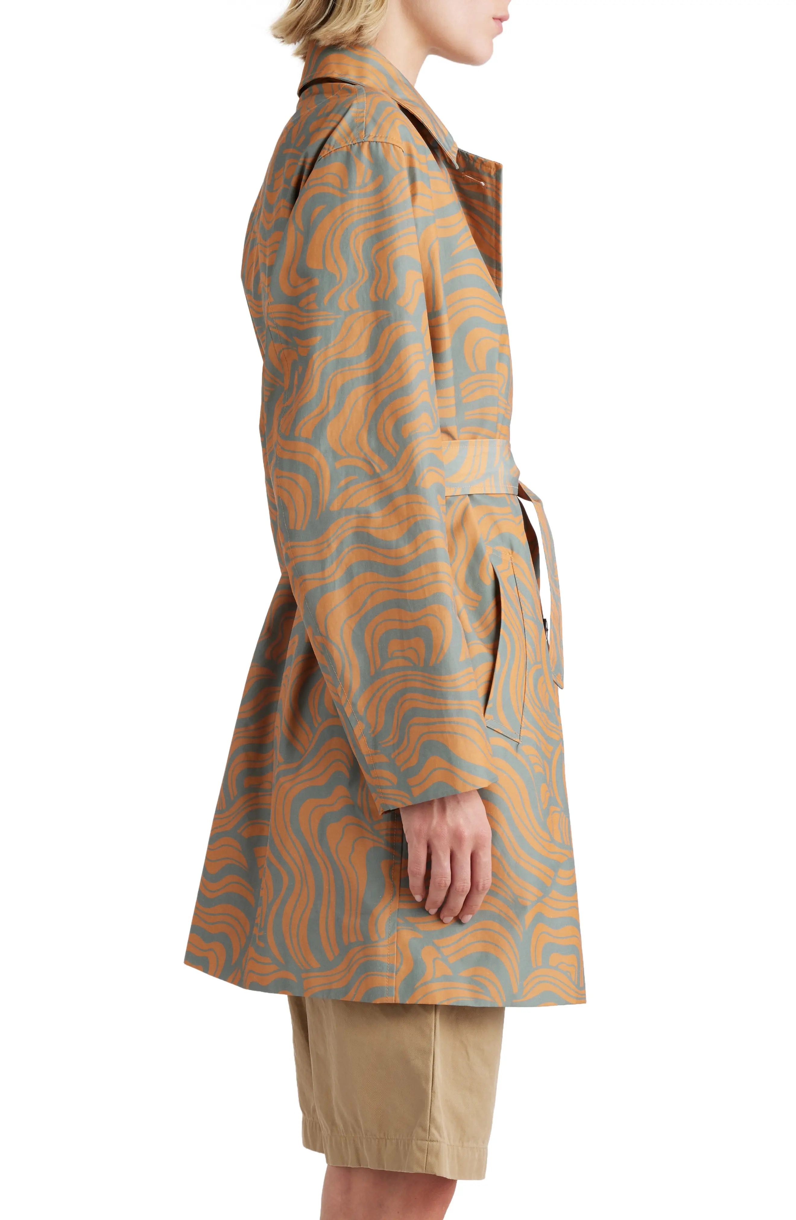 Ramblas Abstract Swirl Water Repellent Trench Coat - 4