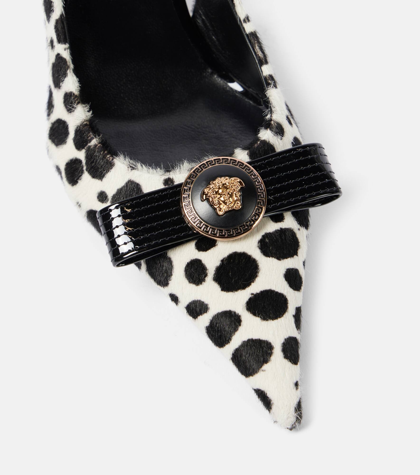 Gianni Ribbon 85 calf hair slingback pumps - 5