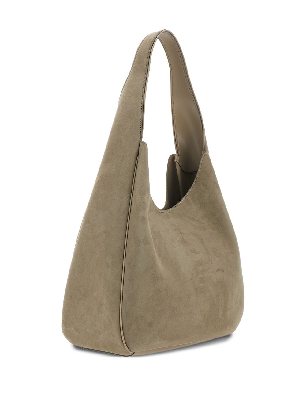 large logo-perforated suede shoulder bag - 3