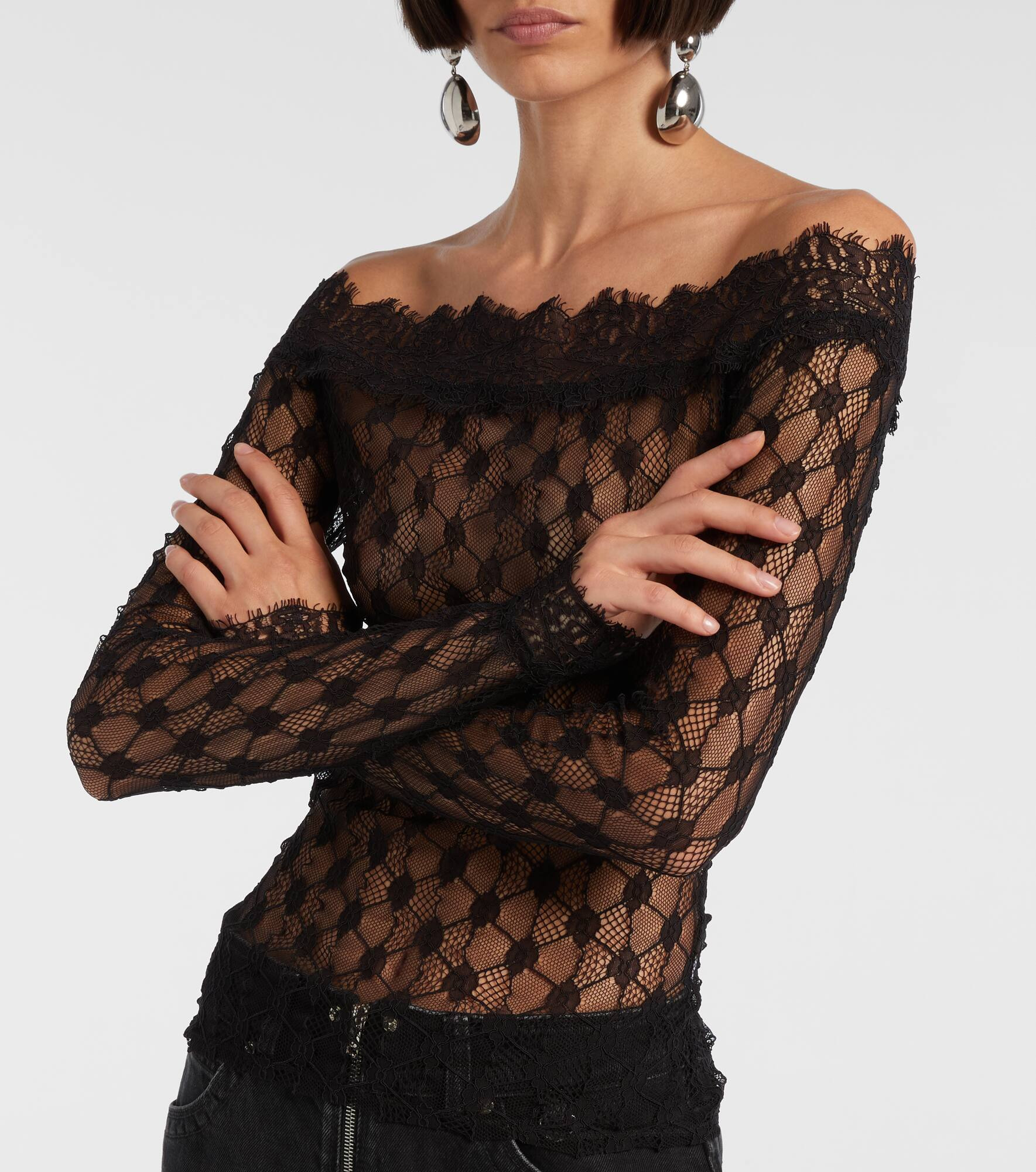 Marlene off-shoulder lace top - 5