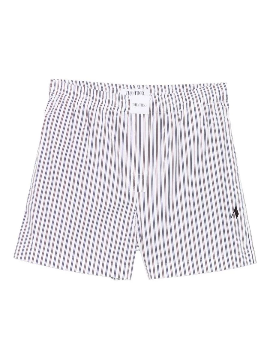 The Attico Striped Cotton Shorts - 1