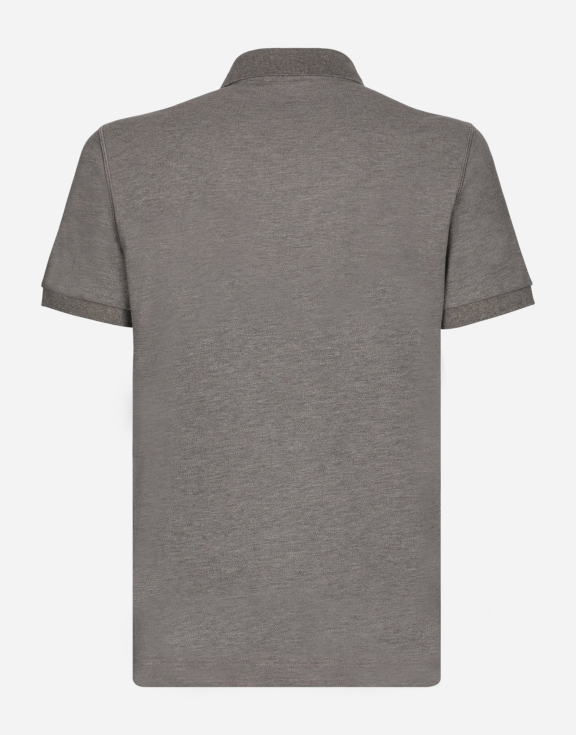 Cotton piqué polo-shirt with branded tag - 2