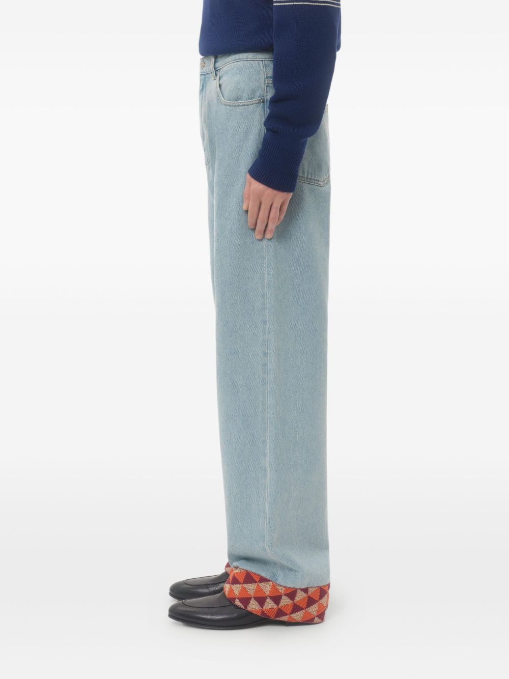 DENIM PANTS WITH JACQUARD HEM - 4