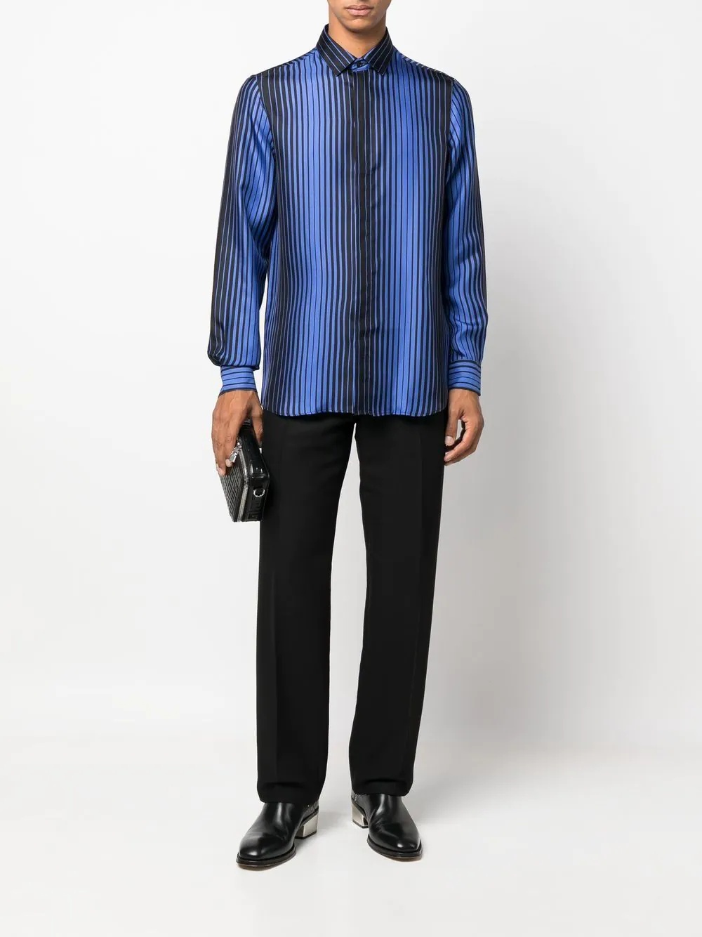 long-sleeve striped silk shirt - 2