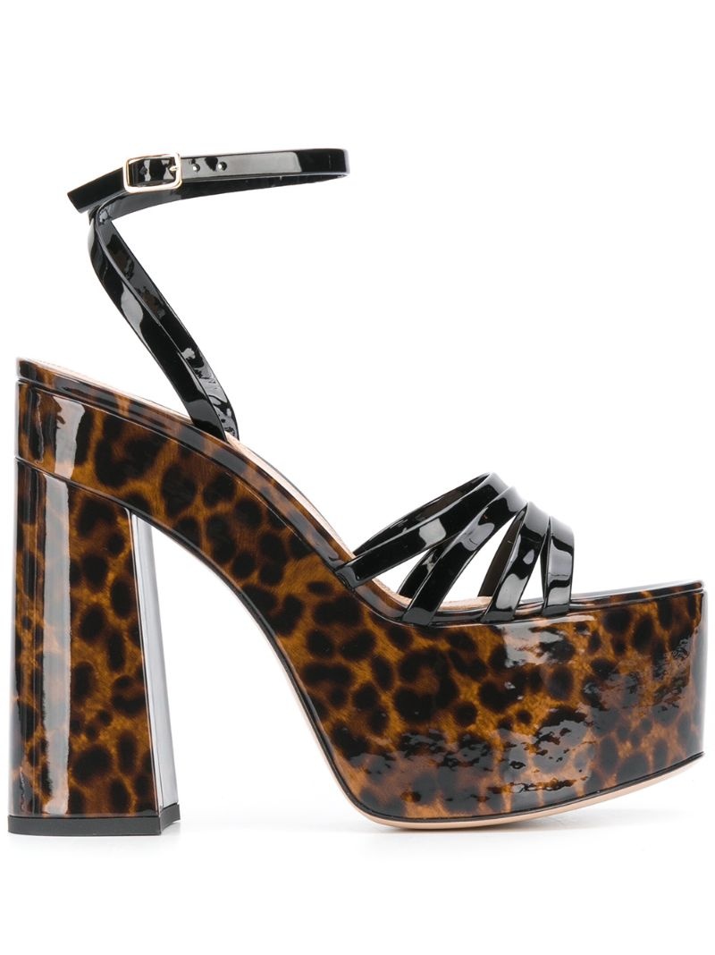 leopard varnished sandals - 1