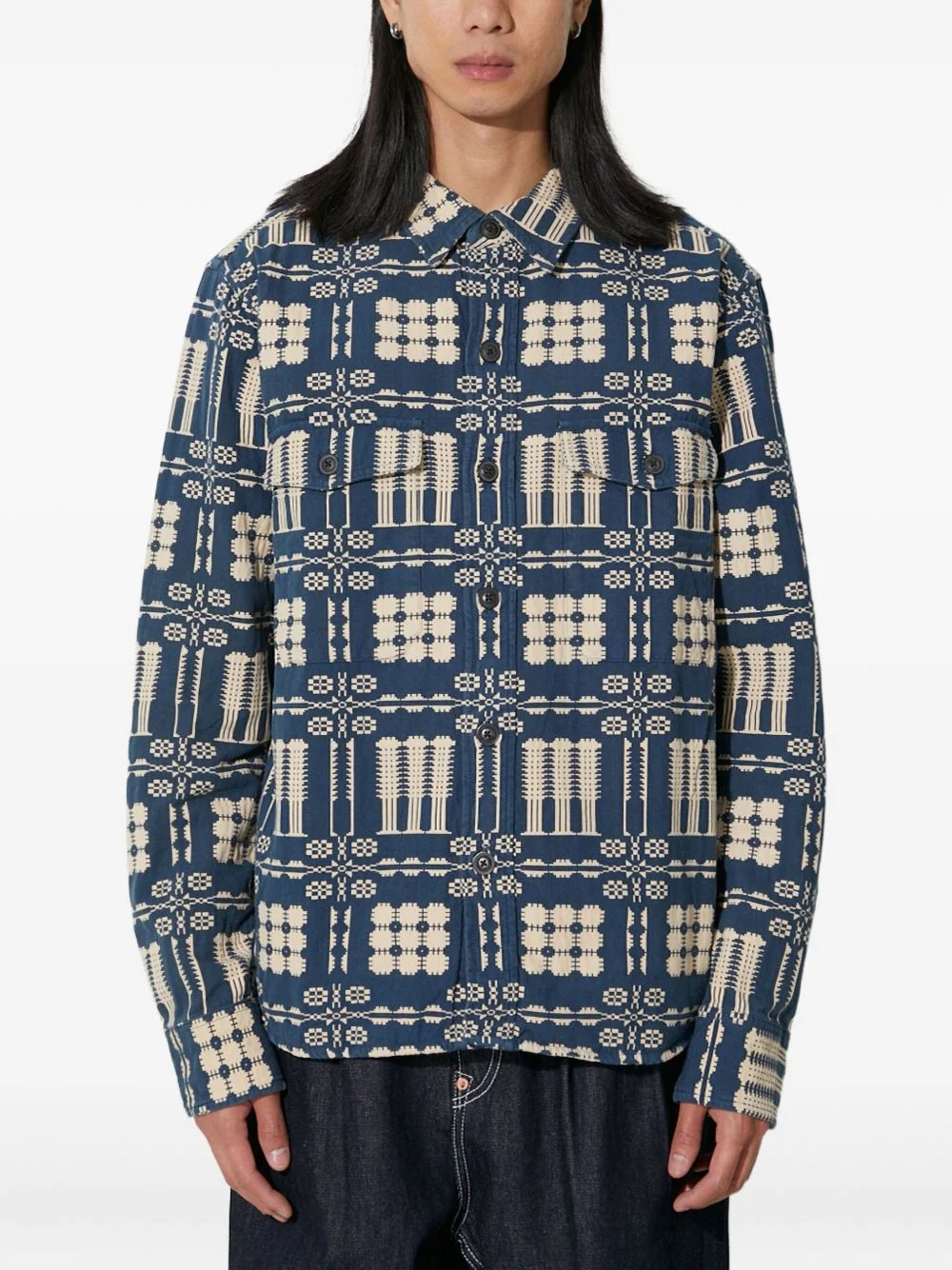 patterned pocket overshirt - 1