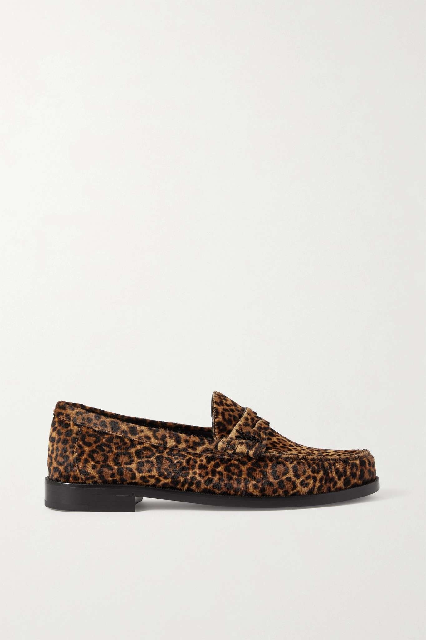 Leopard-print calf hair loafers - 1