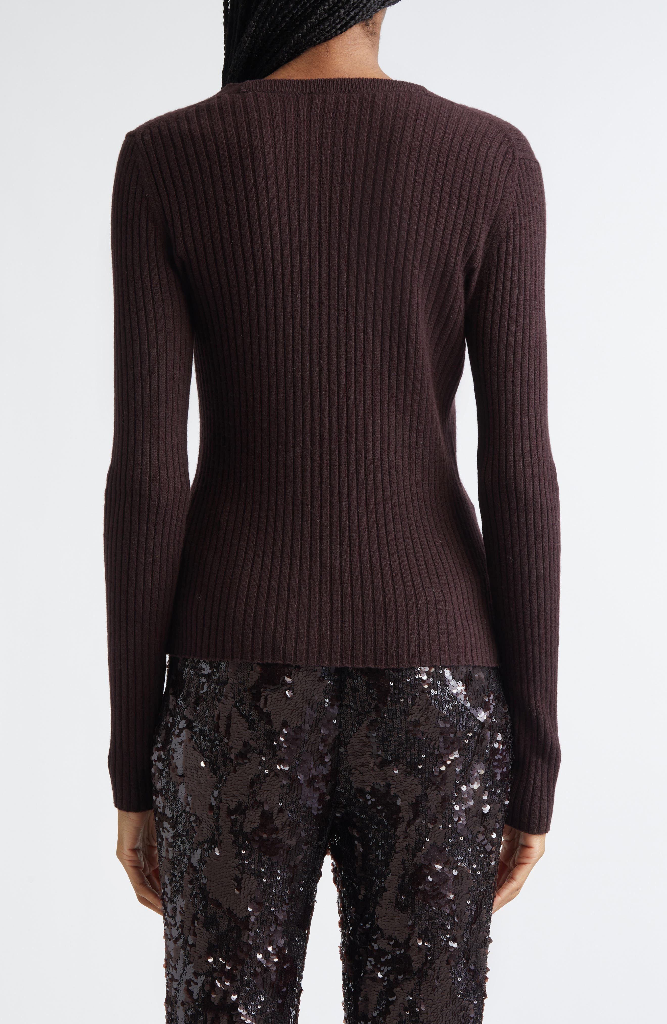 Veronica Beard Thelma Cashmere Rib Cardigan in Dark Currant at Nordstrom - 3