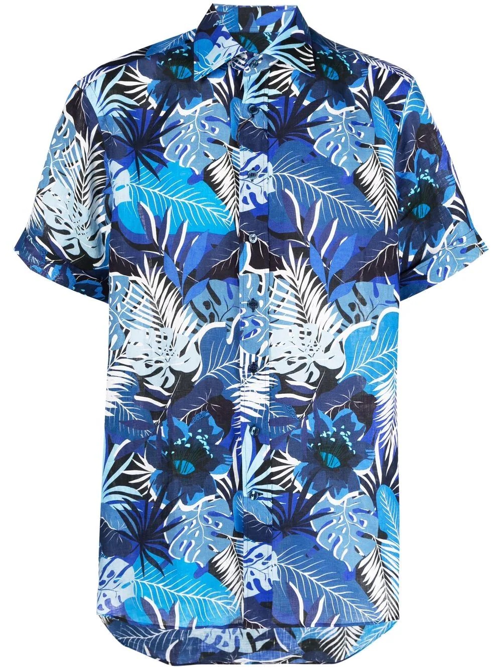 leaf-print linen shirt - 1