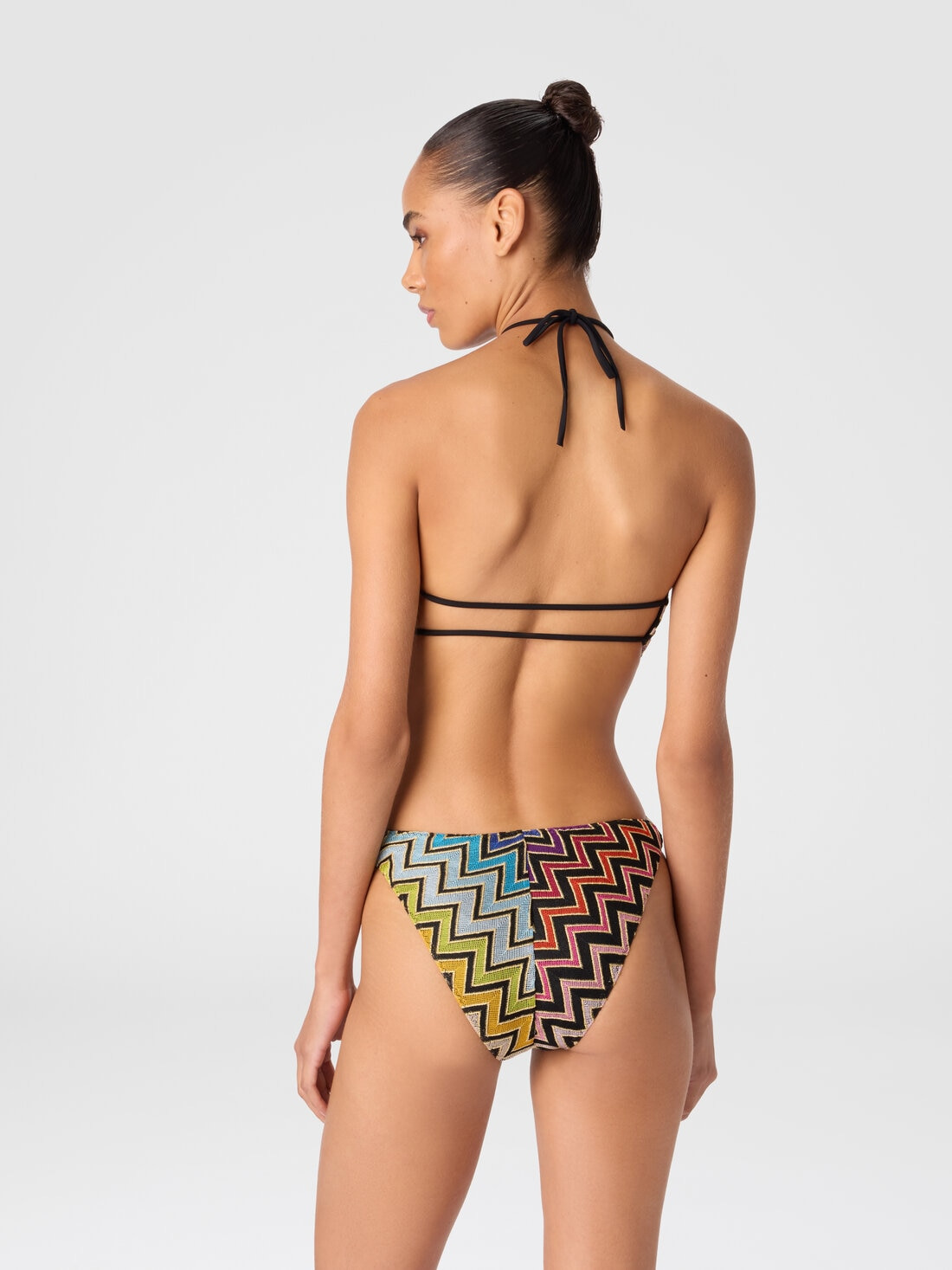 Geometric one-piece swimsuit with neck tie - 3