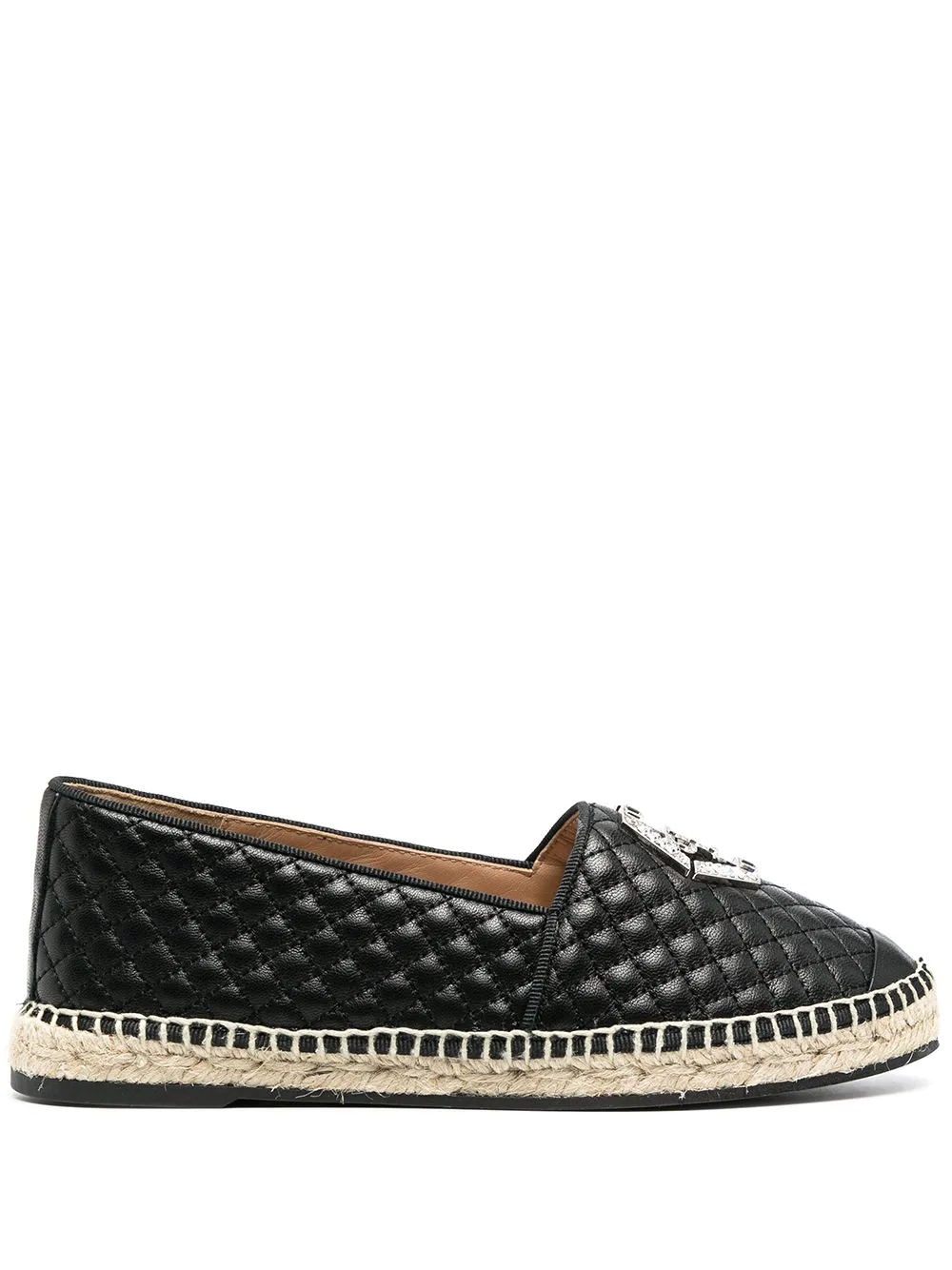 logo-plaque leather espadrilles - 1