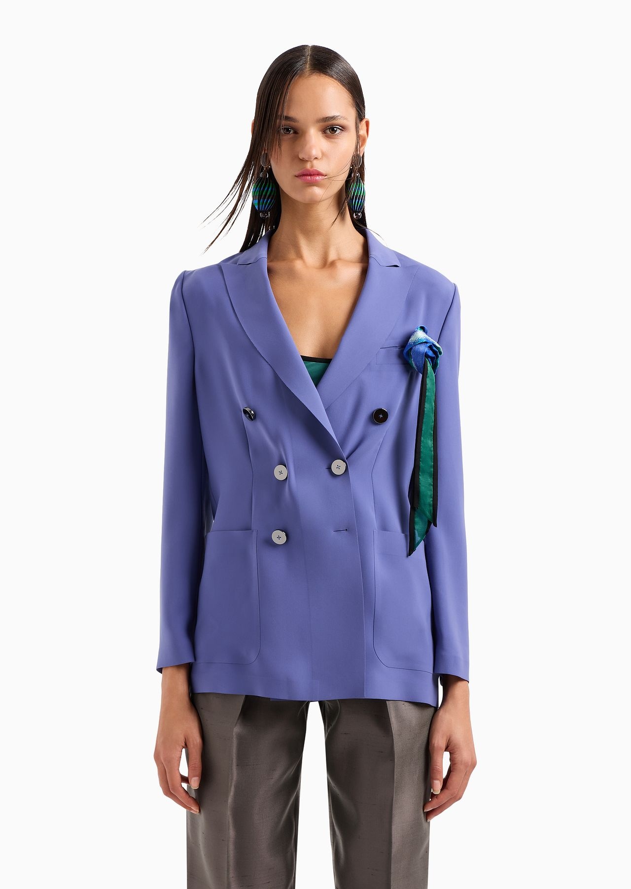 Double-breasted jacket in technical cady - 2
