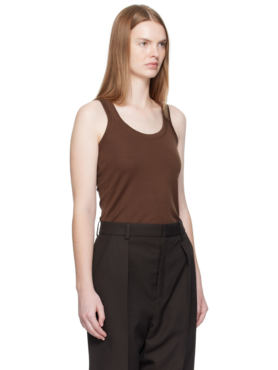 Brown Rib Tank Top - 2