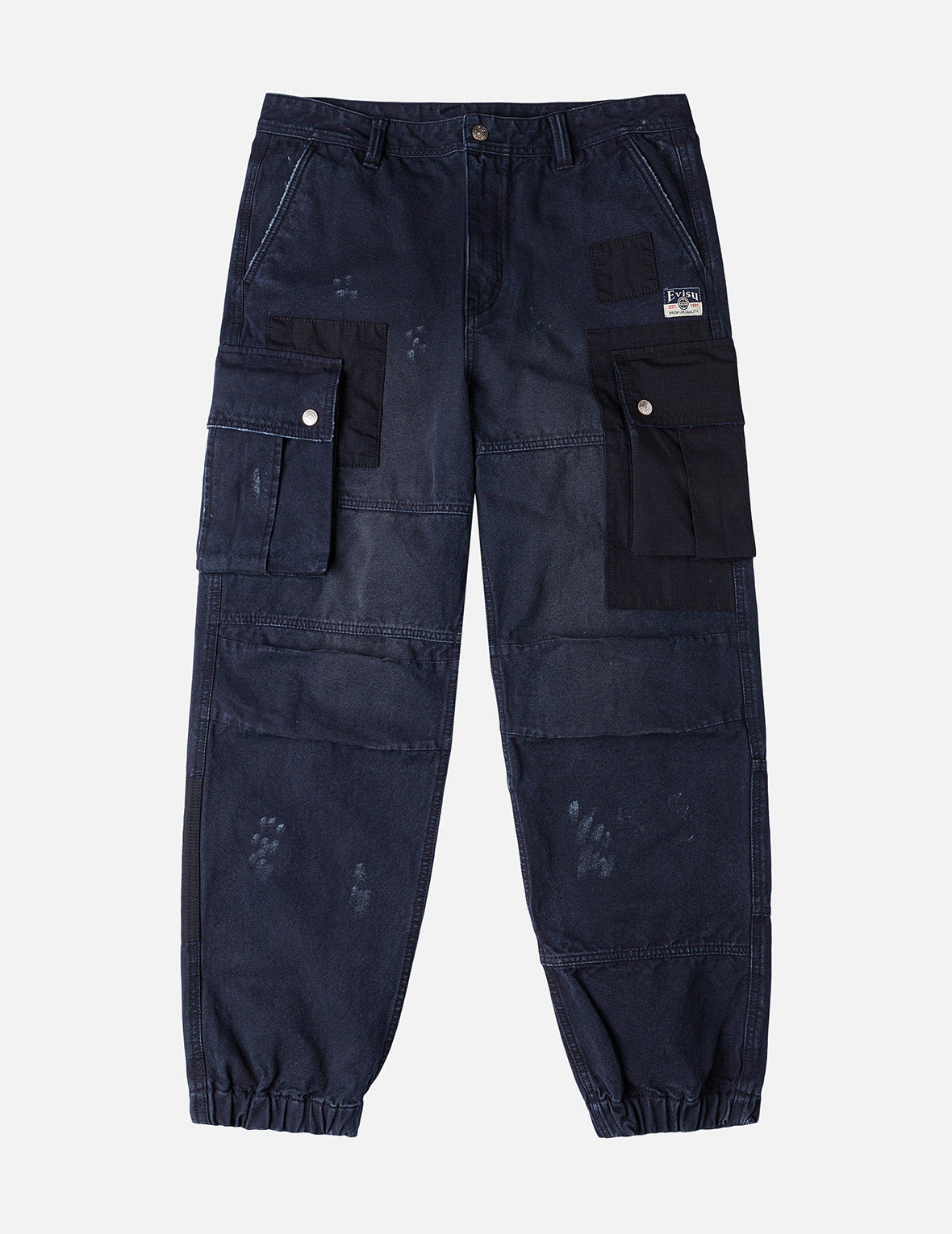 Dual Seagull Print Loose Fit Washed Woven Cargo Joggers - 4