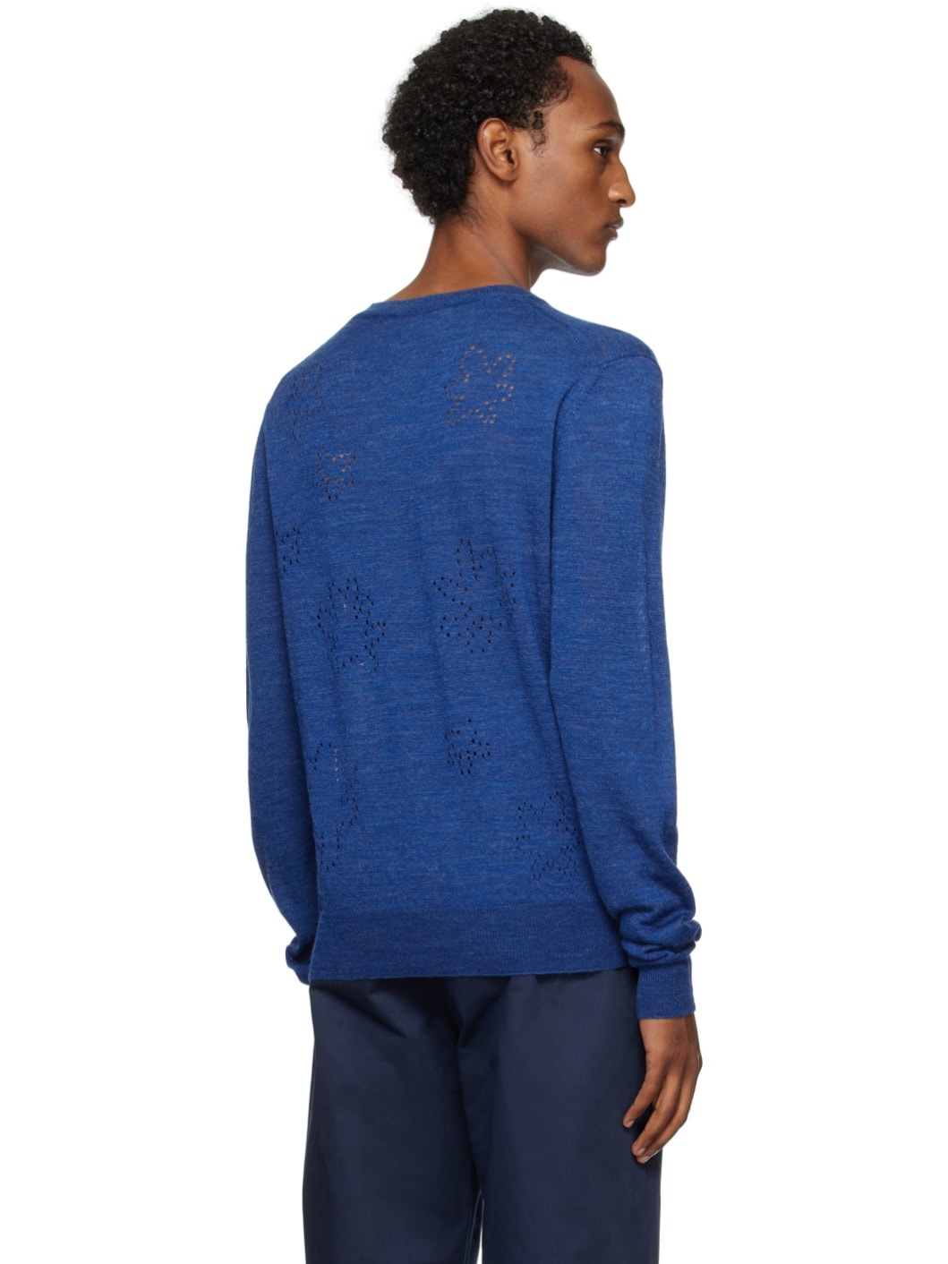 Blue V-Neck Sweater - 3