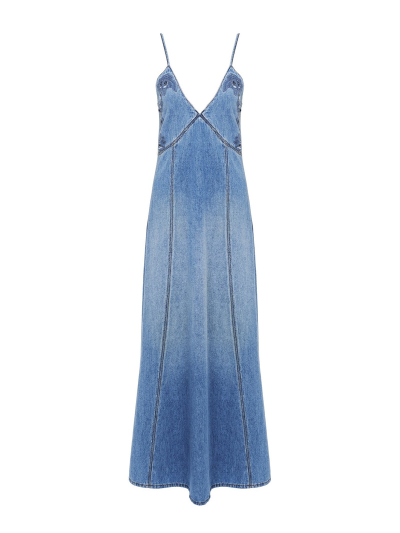 LONG FLARE DENIM DRESS 1