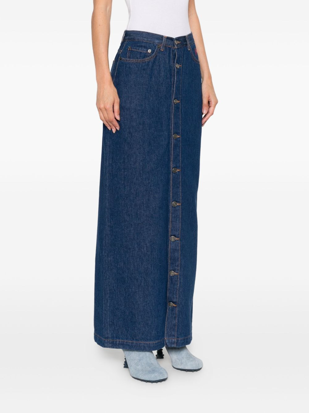 button-front denim skirt - 3