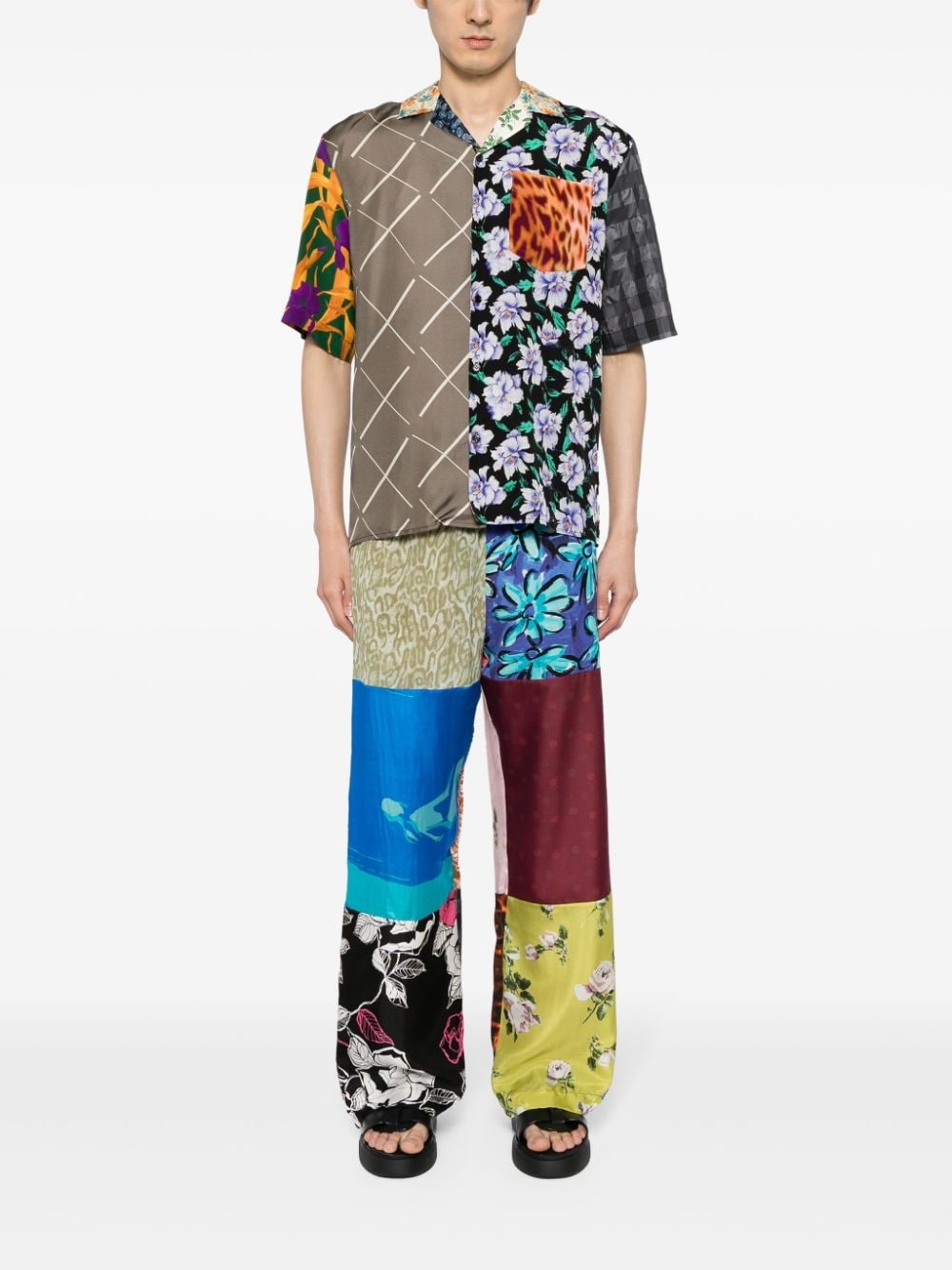 Regenerated colour-block silk shirt - 3