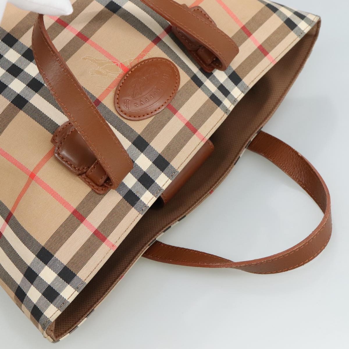 Burberry Nova Check Hand Bag Canvas Beige - 6