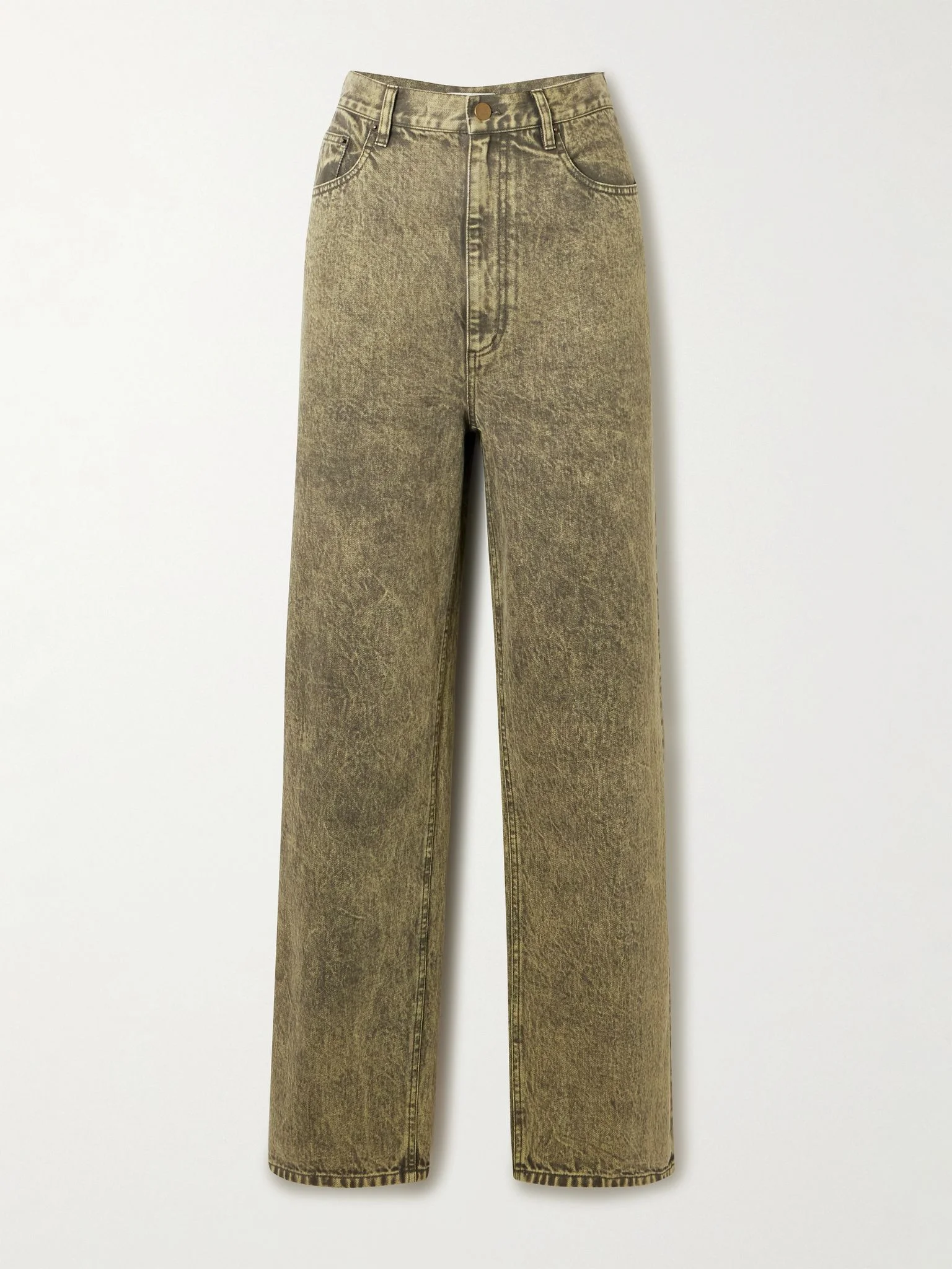 Acid-wash high-rise wide-leg jeans Green - 1