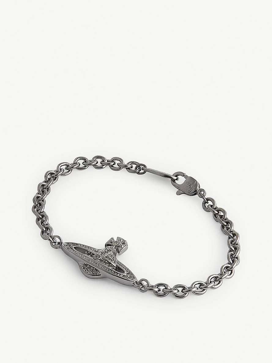 Mini Bas Relief gunmetal-tone and Swarovski crystal chain bracelet - 1