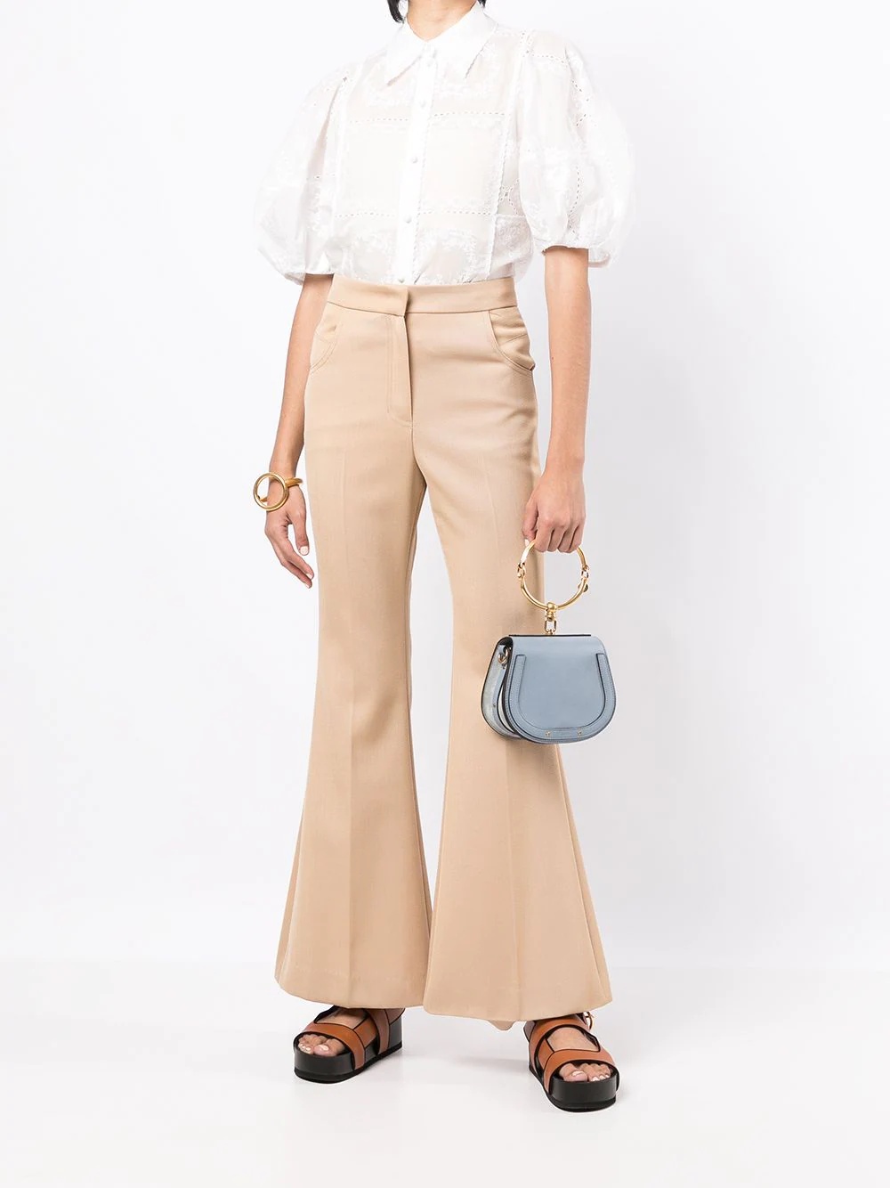 embroidered-design puff-sleeve shirt - 2