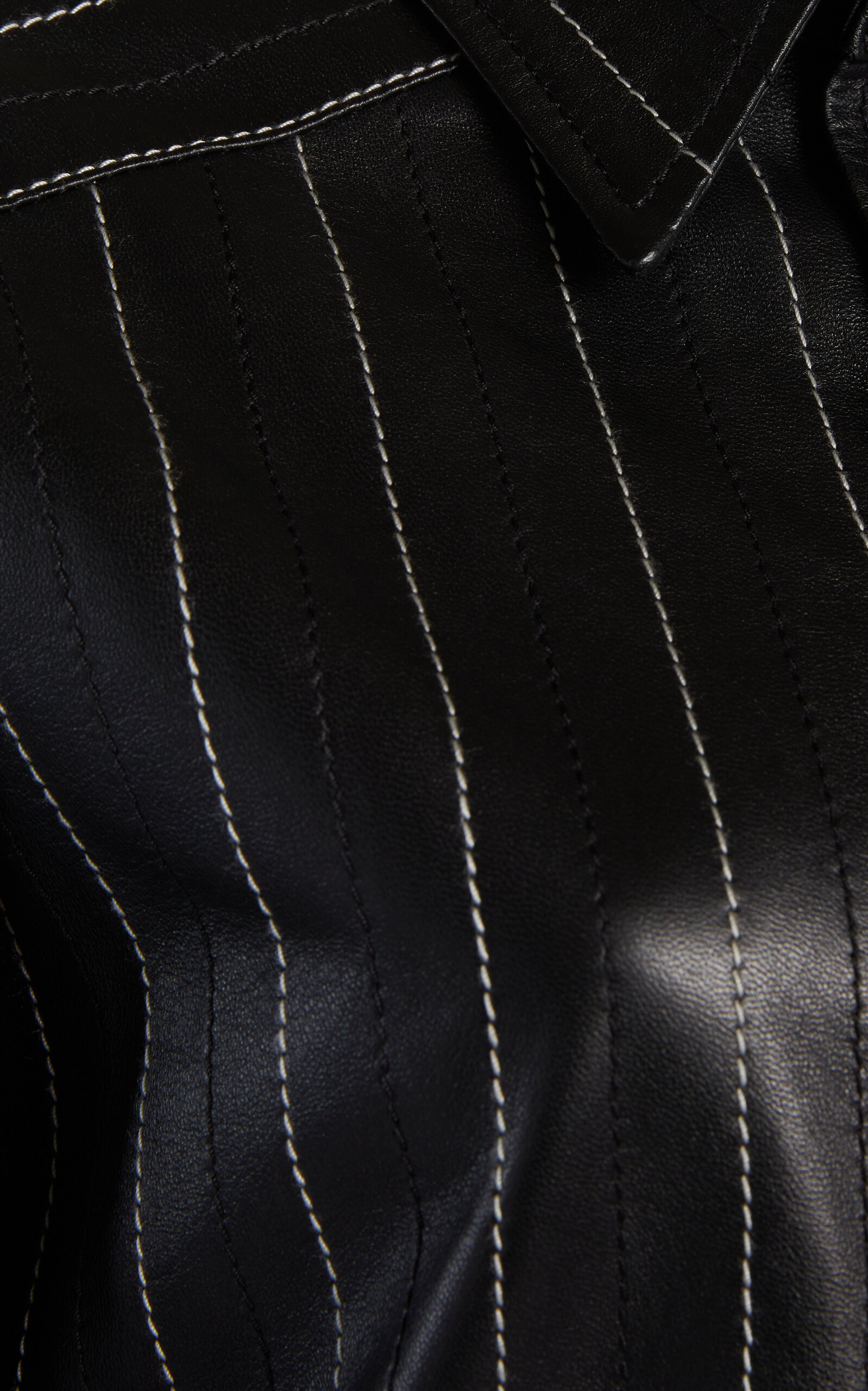 Tab Detailed Leather Shirt black/white - 5