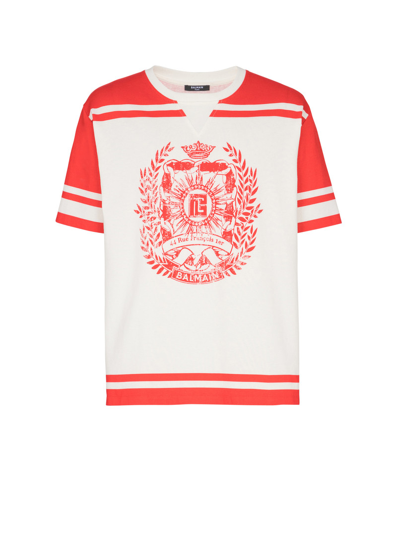 Varsity T-shirt with Balmain Écusson print 1