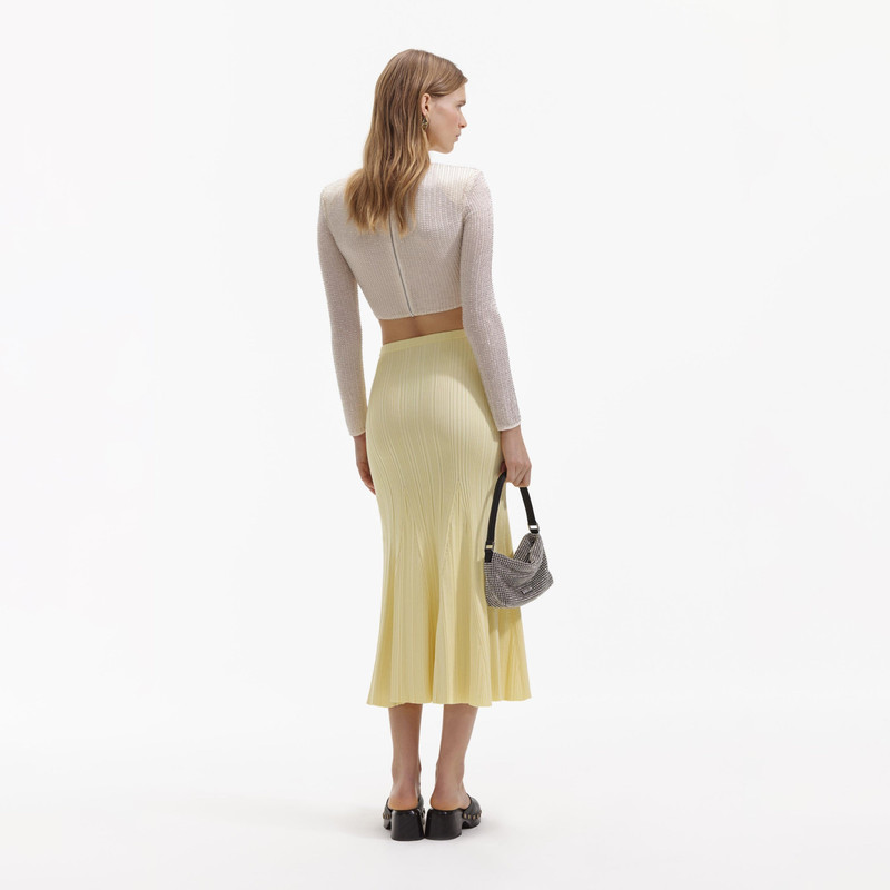 self-portrait Cream Beaded Mesh Top outlook