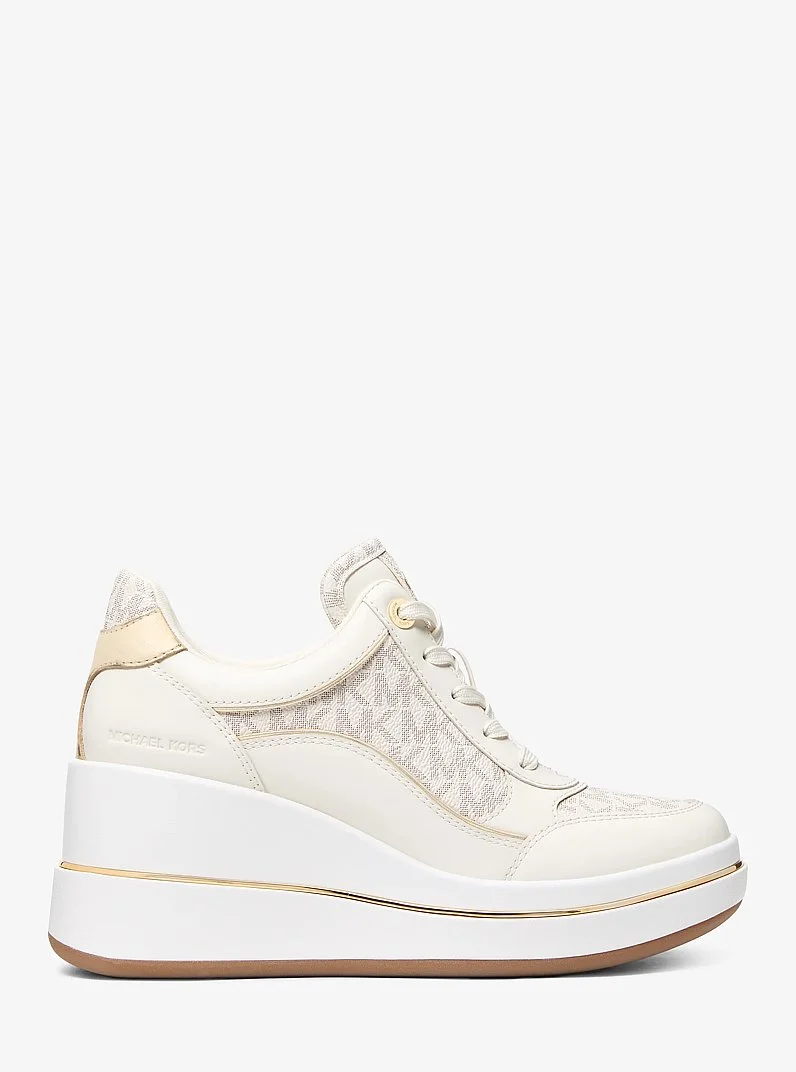 Emmy Signature Logo and Leather Wedge Trainer - 1
