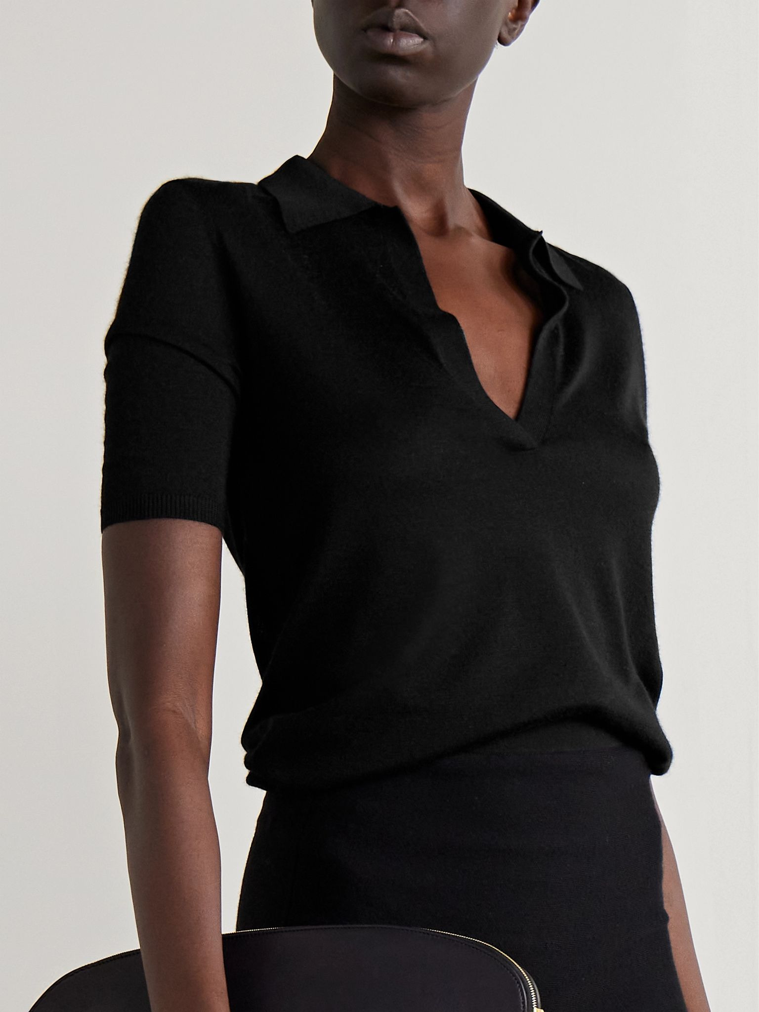 Frank cashmere and silk-blend polo shirt Black - 3