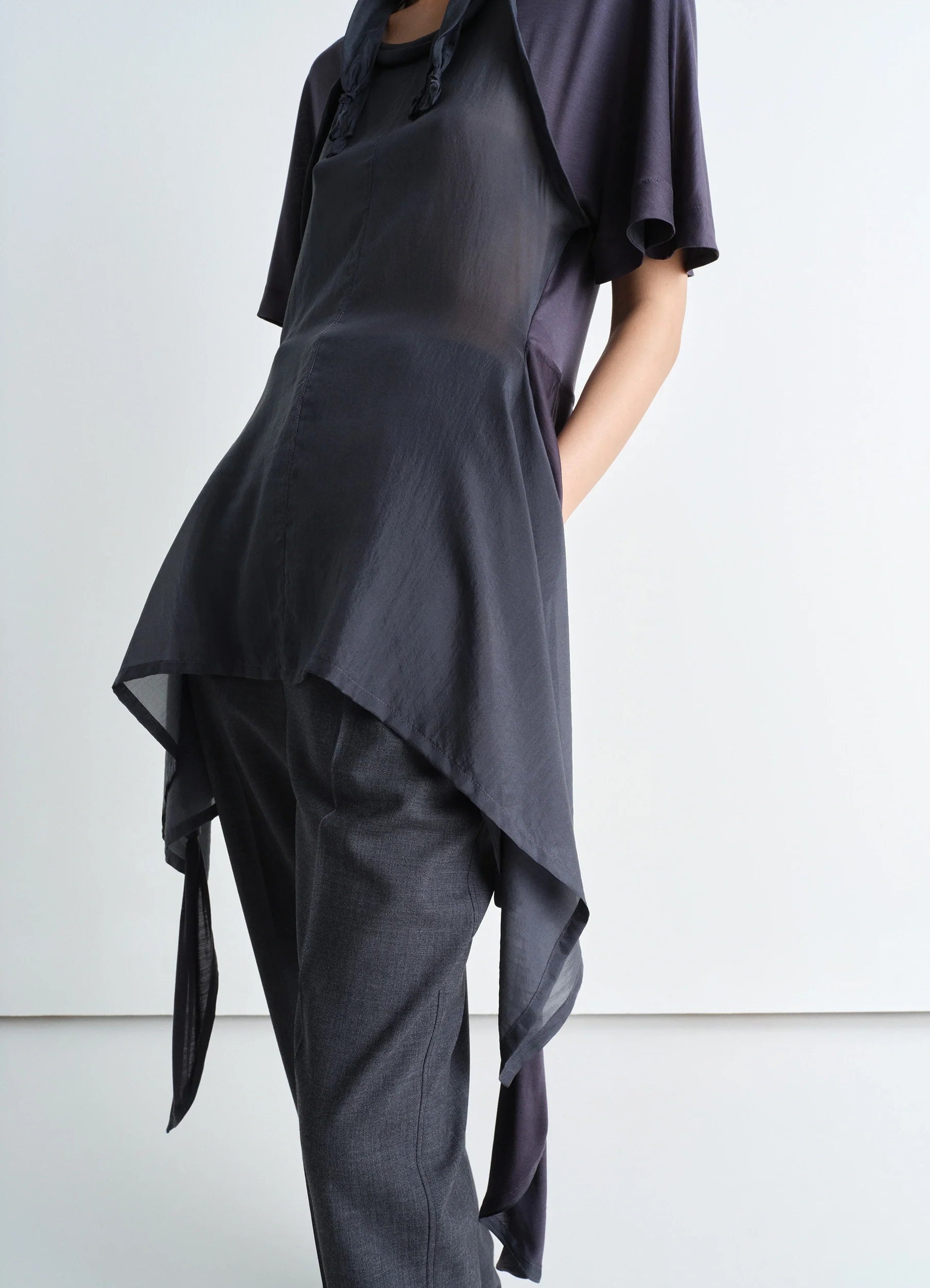 MIXED FABRIC KNOTTED TOP - 3