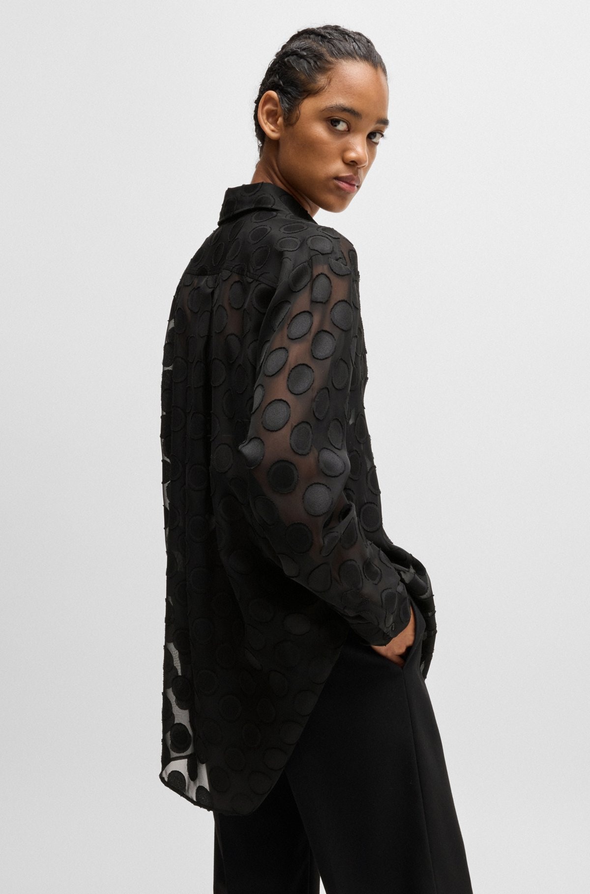 OVERSIZE-FIT BLOUSE WITH POLKA-DOT PATTERN - 6