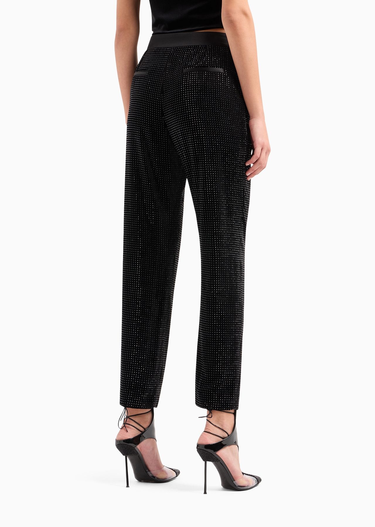 Velvet trousers with all-over rhinestones - 3