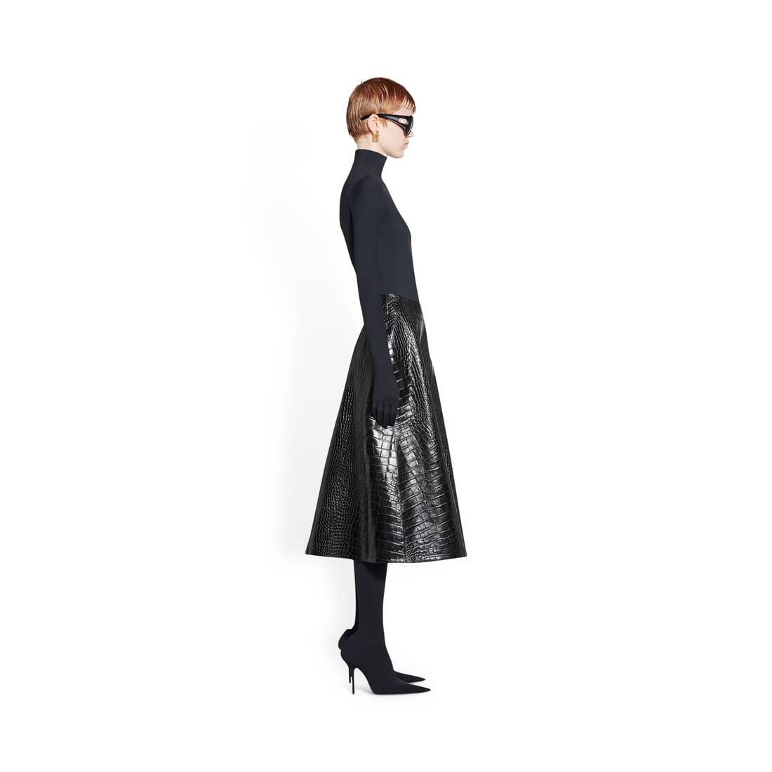 Women's A-line Skirt in Black - 3